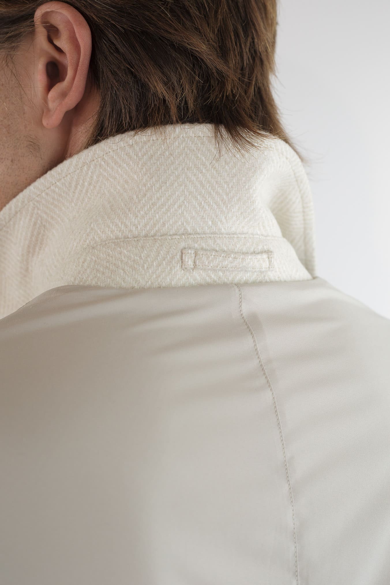 KIRED Cappotto Reversibile Spigato Impermeabile Beige Chiaro