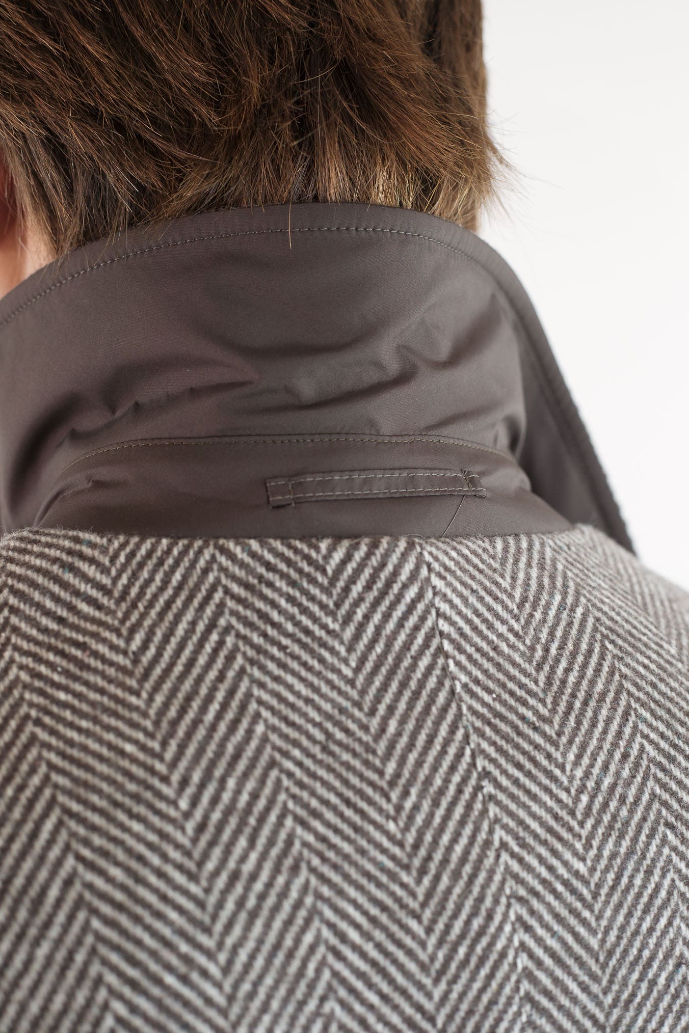 KIRED Cappotto Reversibile Spigato Impermeabile Marrone