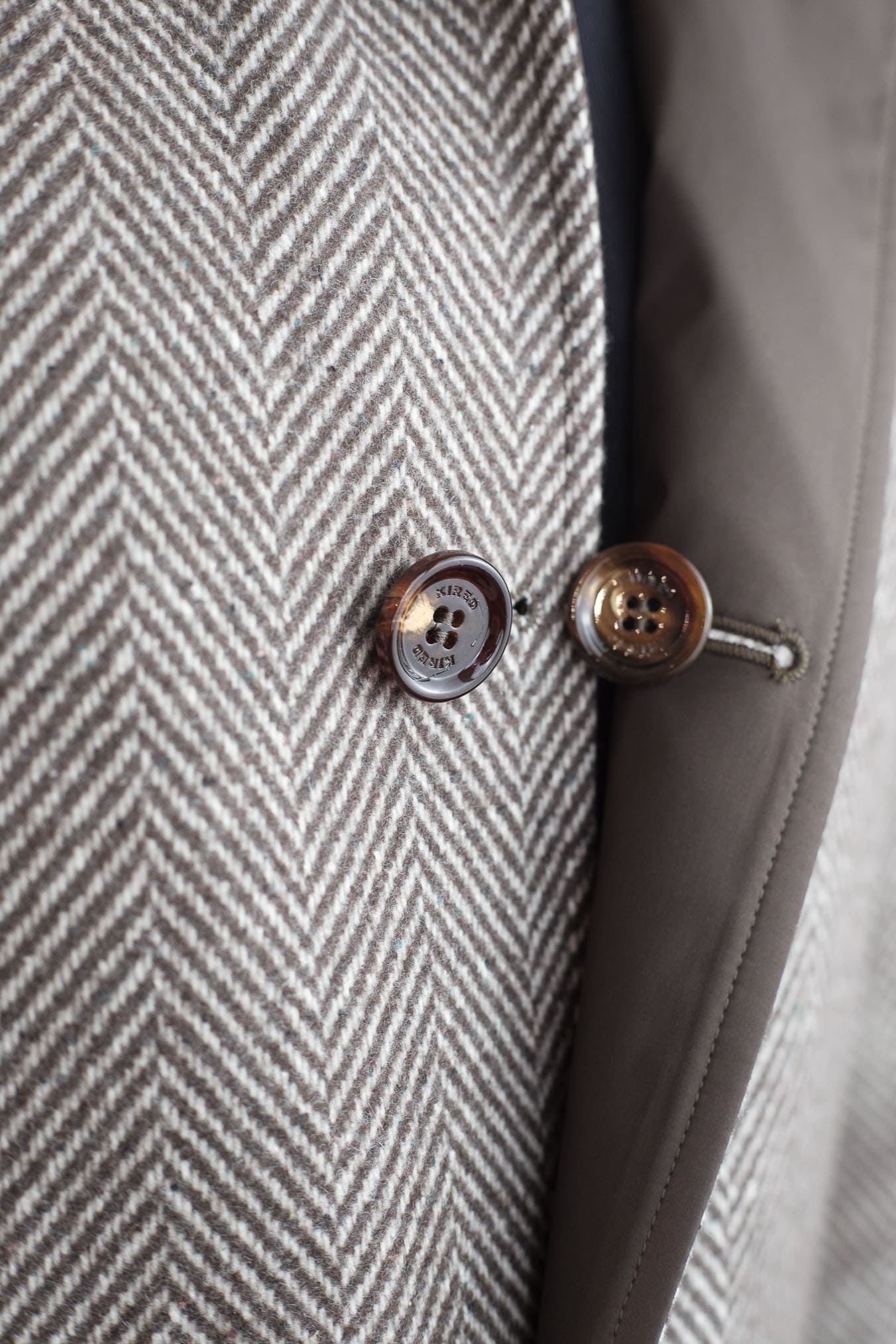 KIRED Cappotto Reversibile Spigato Impermeabile Marrone