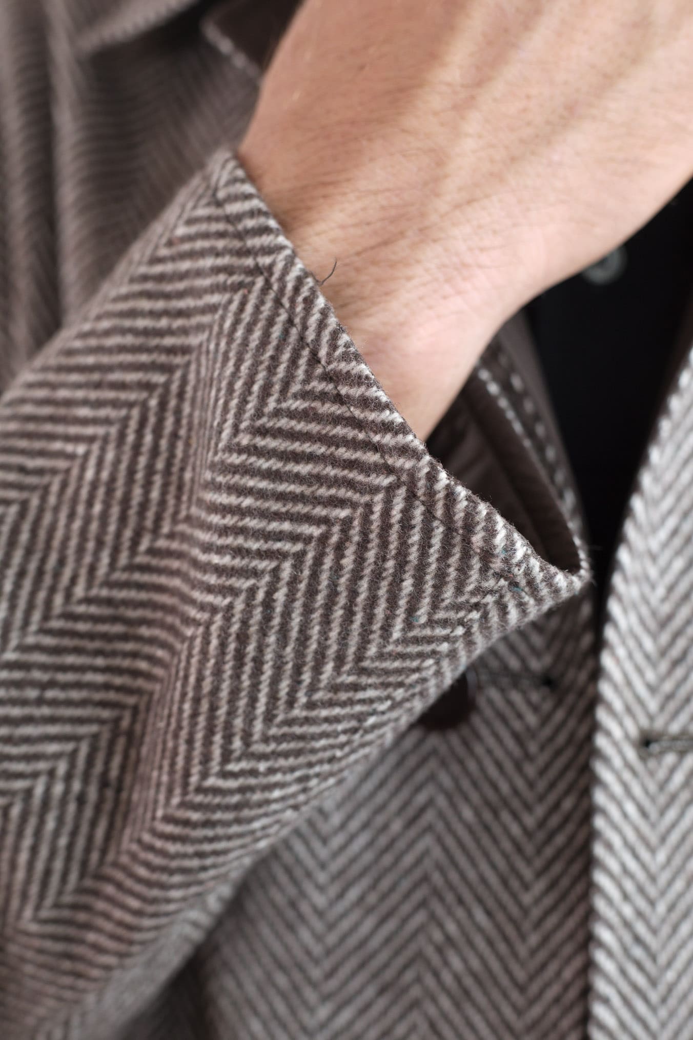 KIRED Cappotto Reversibile Spigato Impermeabile Marrone