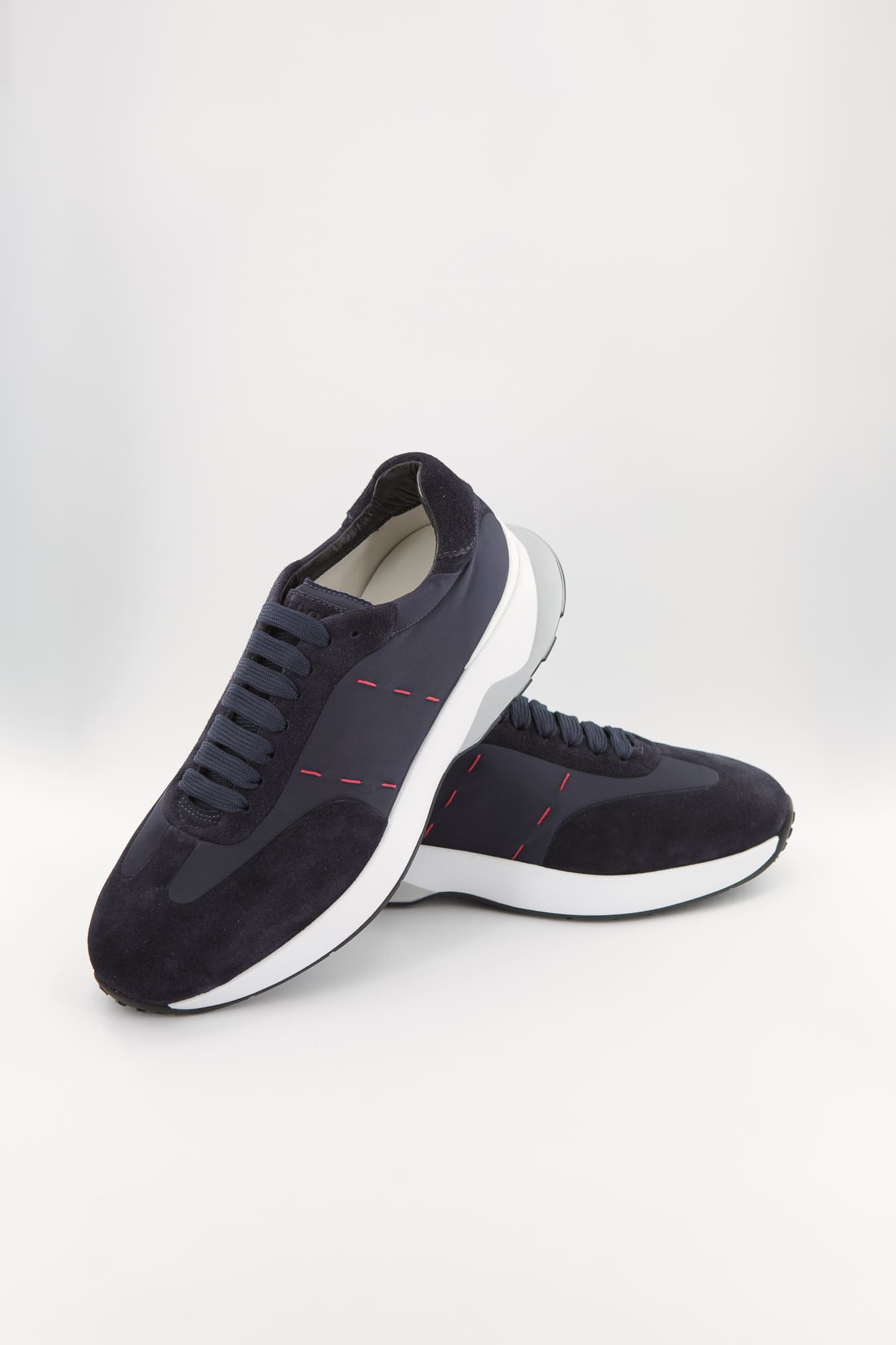 KITON Sneakers Bimaterica Nylon Suede Blu