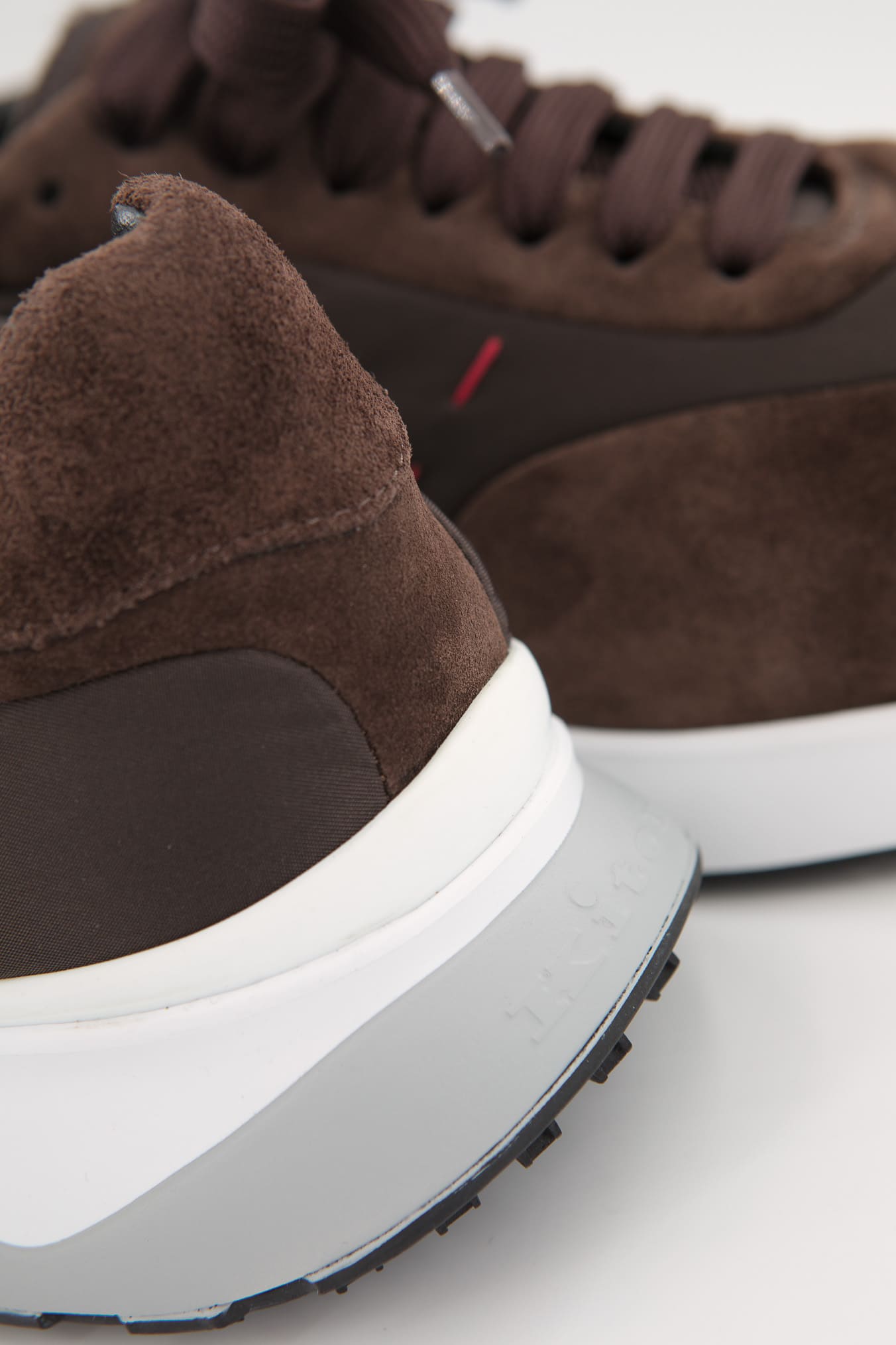 KITON Sneakers Bimaterica Nylon Suede Marrone