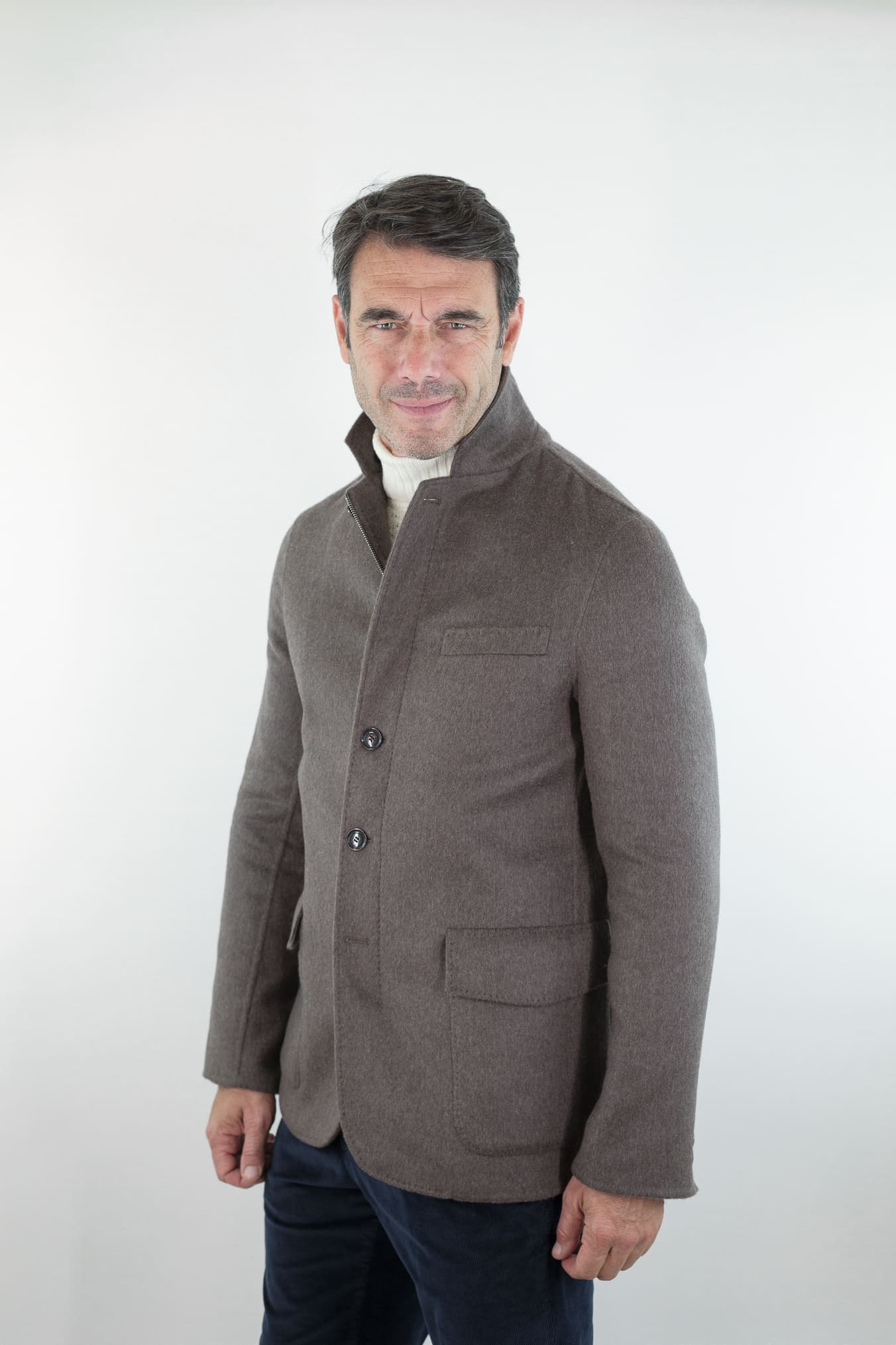 LUCIANO BARBERA Giacca Sportiva Outerwear Lana Cashmere Double Tortora
