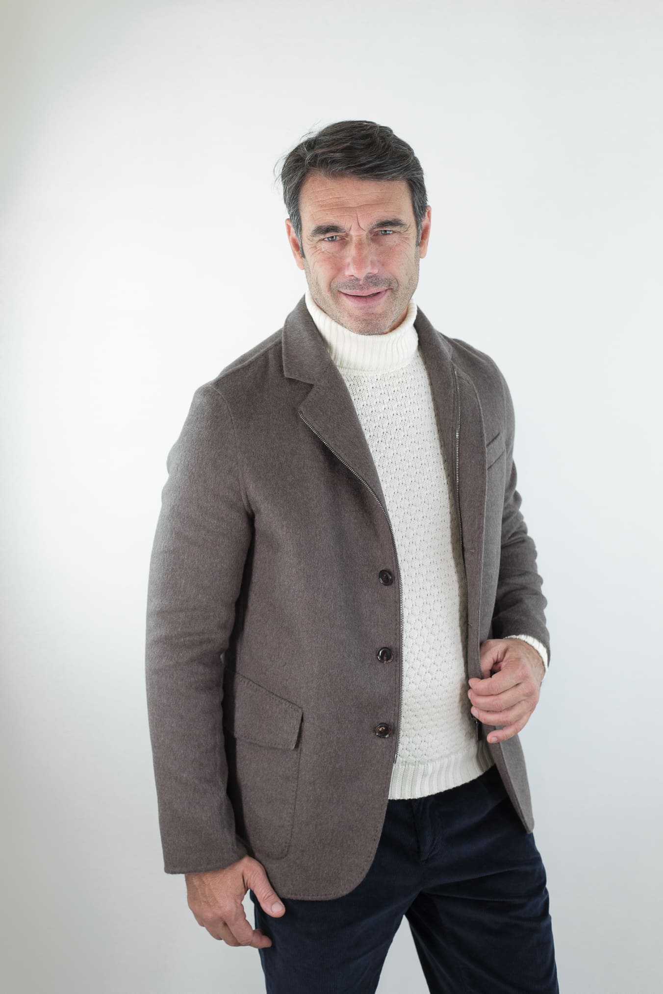 LUCIANO BARBERA Giacca Sportiva Outerwear Lana Cashmere Double Tortora