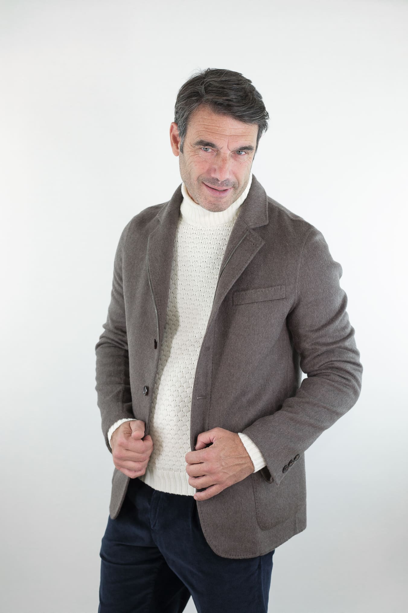 LUCIANO BARBERA Giacca Sportiva Outerwear Lana Cashmere Double Tortora