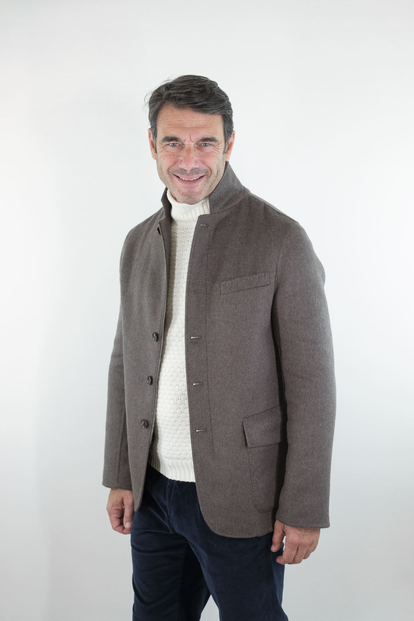 LUCIANO BARBERA Giacca Sportiva Outerwear Lana Cashmere Double Tortora