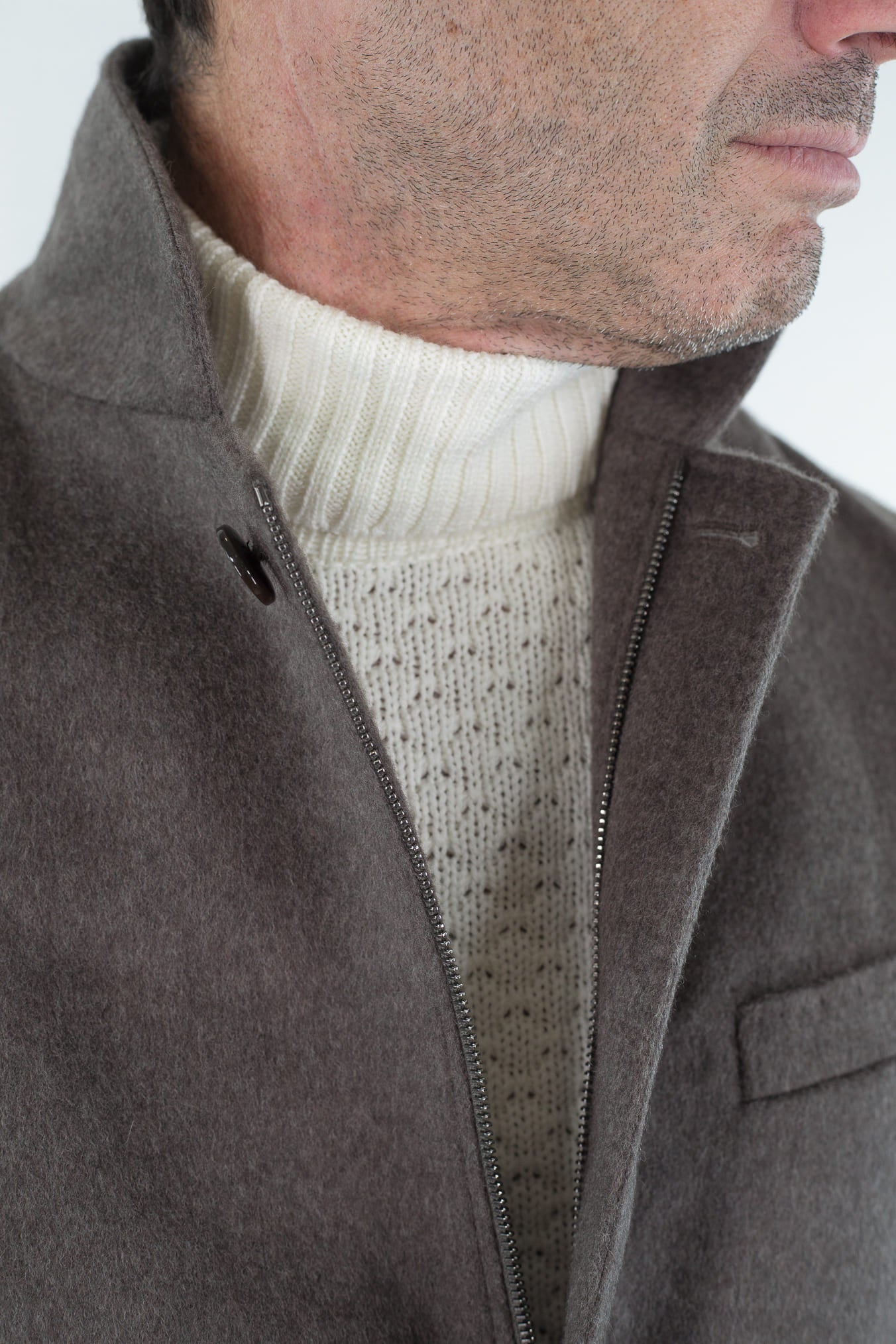 LUCIANO BARBERA Giacca Sportiva Outerwear Lana Cashmere Double Tortora