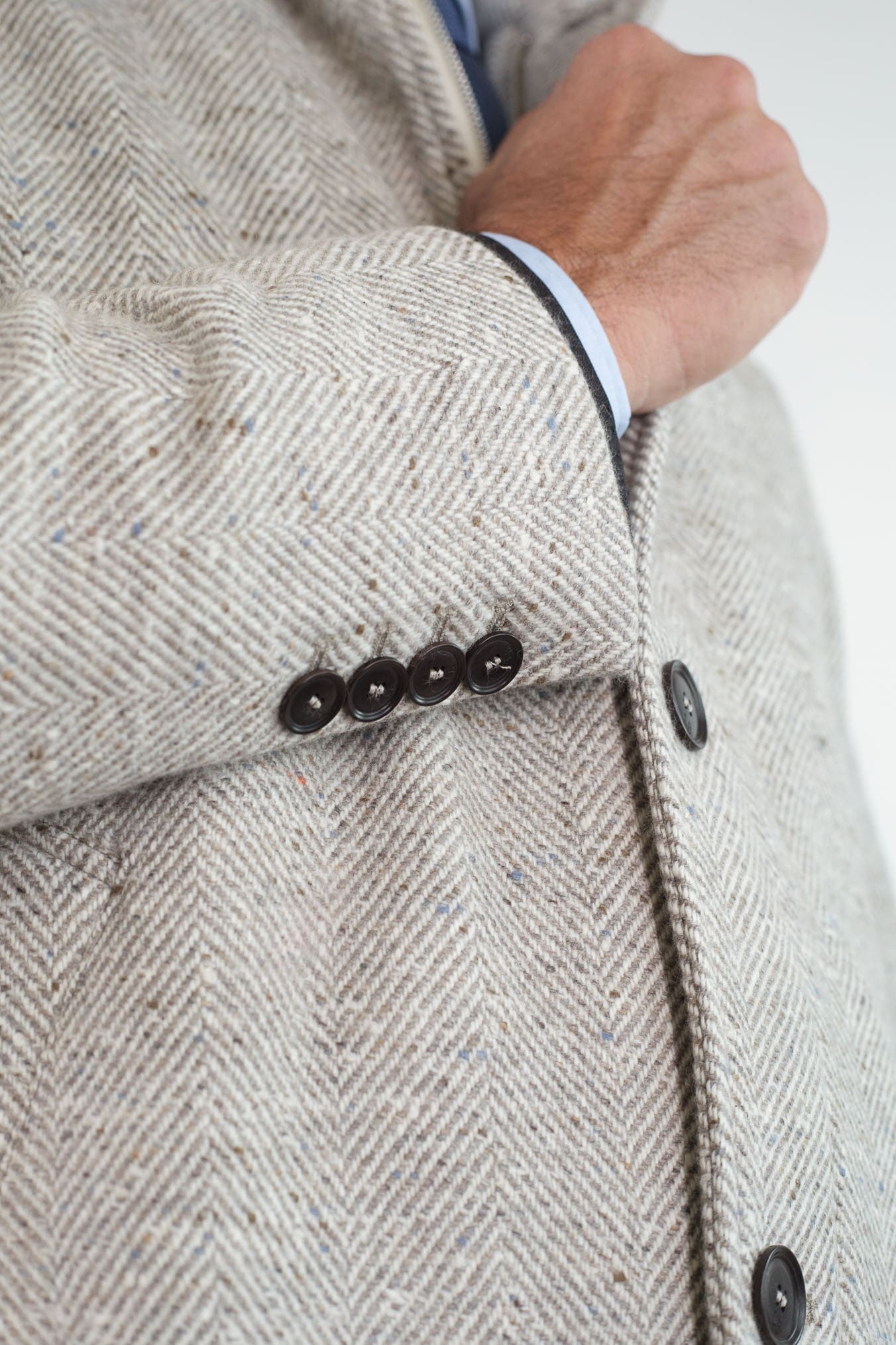 LUCIANO BARBERA Cappotto Chevron Cashmere Beige Panna