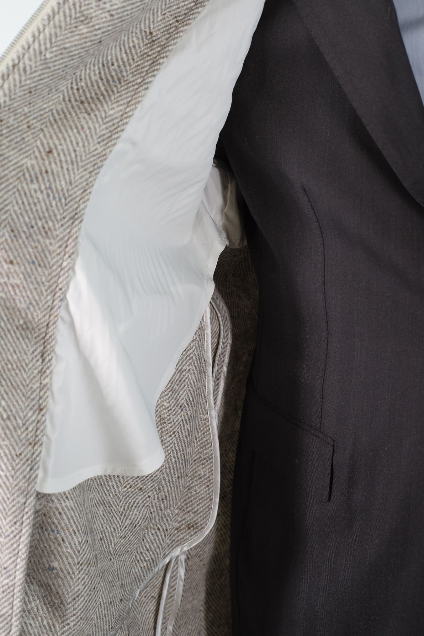 LUCIANO BARBERA Cappotto Chevron Cashmere Beige Panna