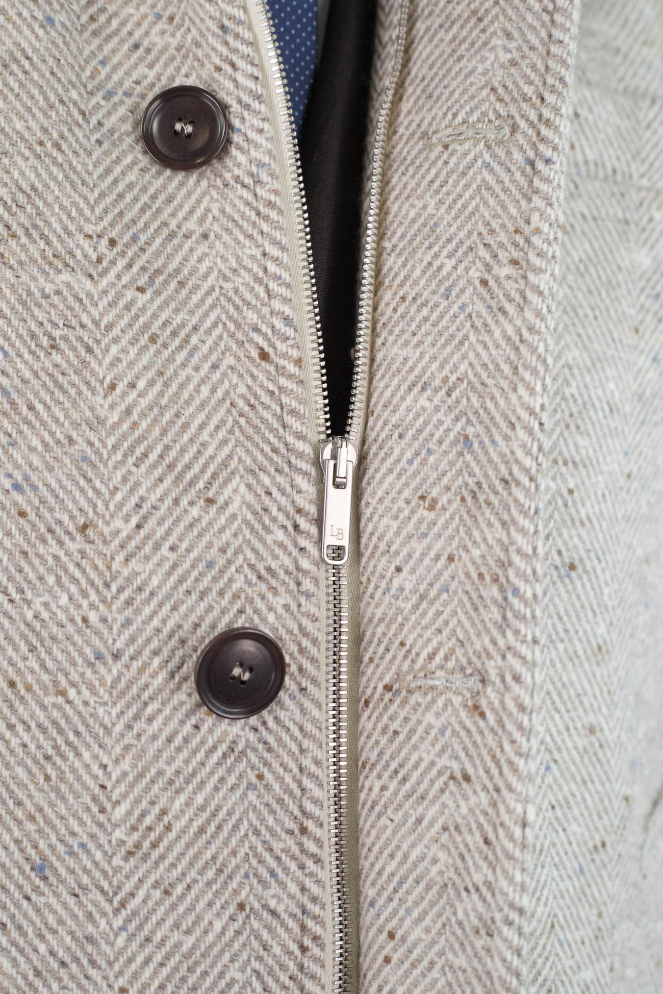 LUCIANO BARBERA Cappotto Chevron Cashmere Beige Panna