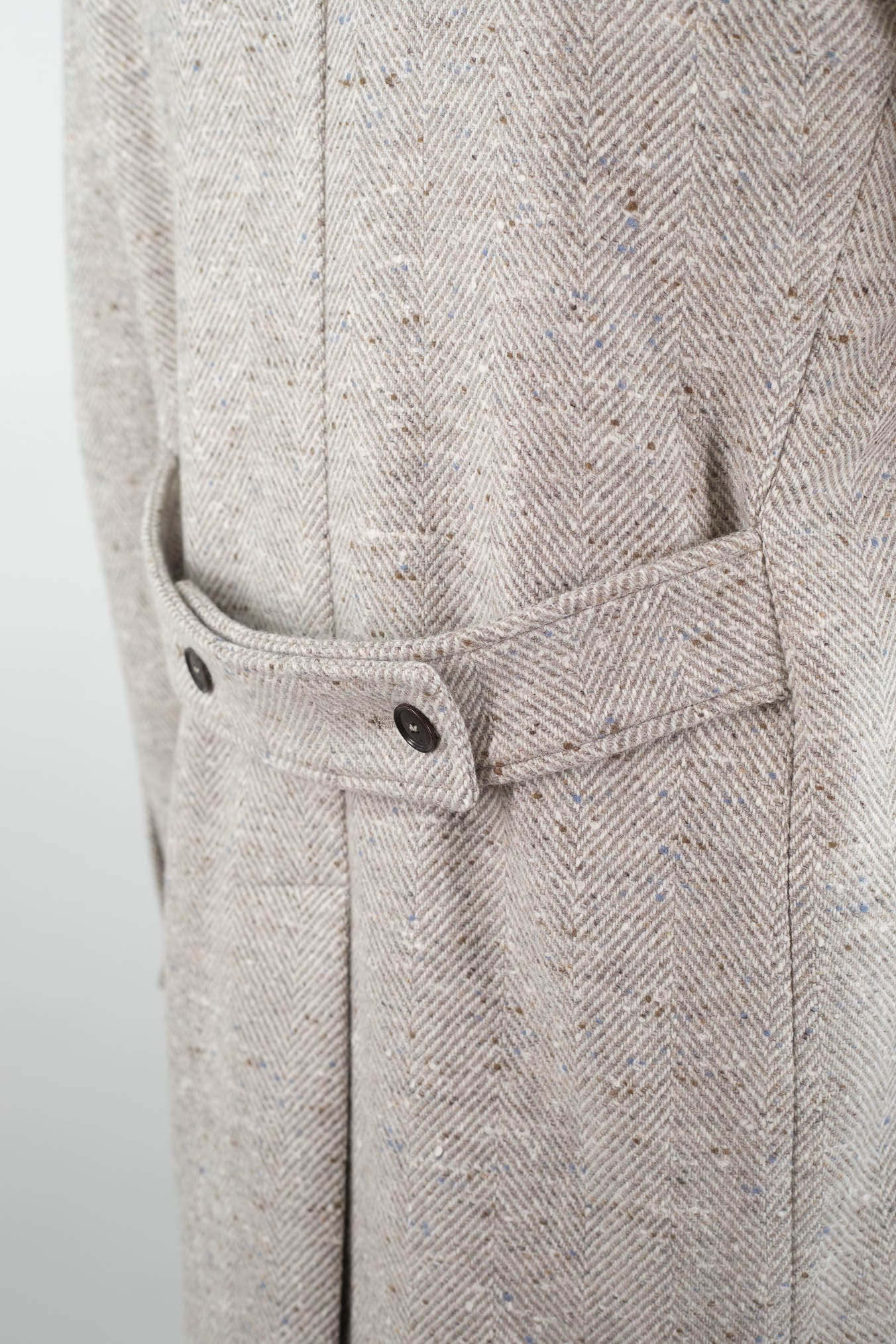 LUCIANO BARBERA Cappotto Chevron Cashmere Beige Panna