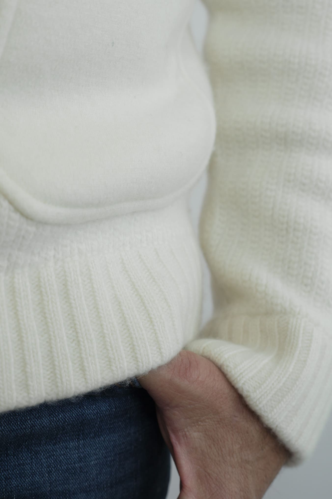 LUCIANO BARBERA Cardigan Lana Cashmere Bianco Panna