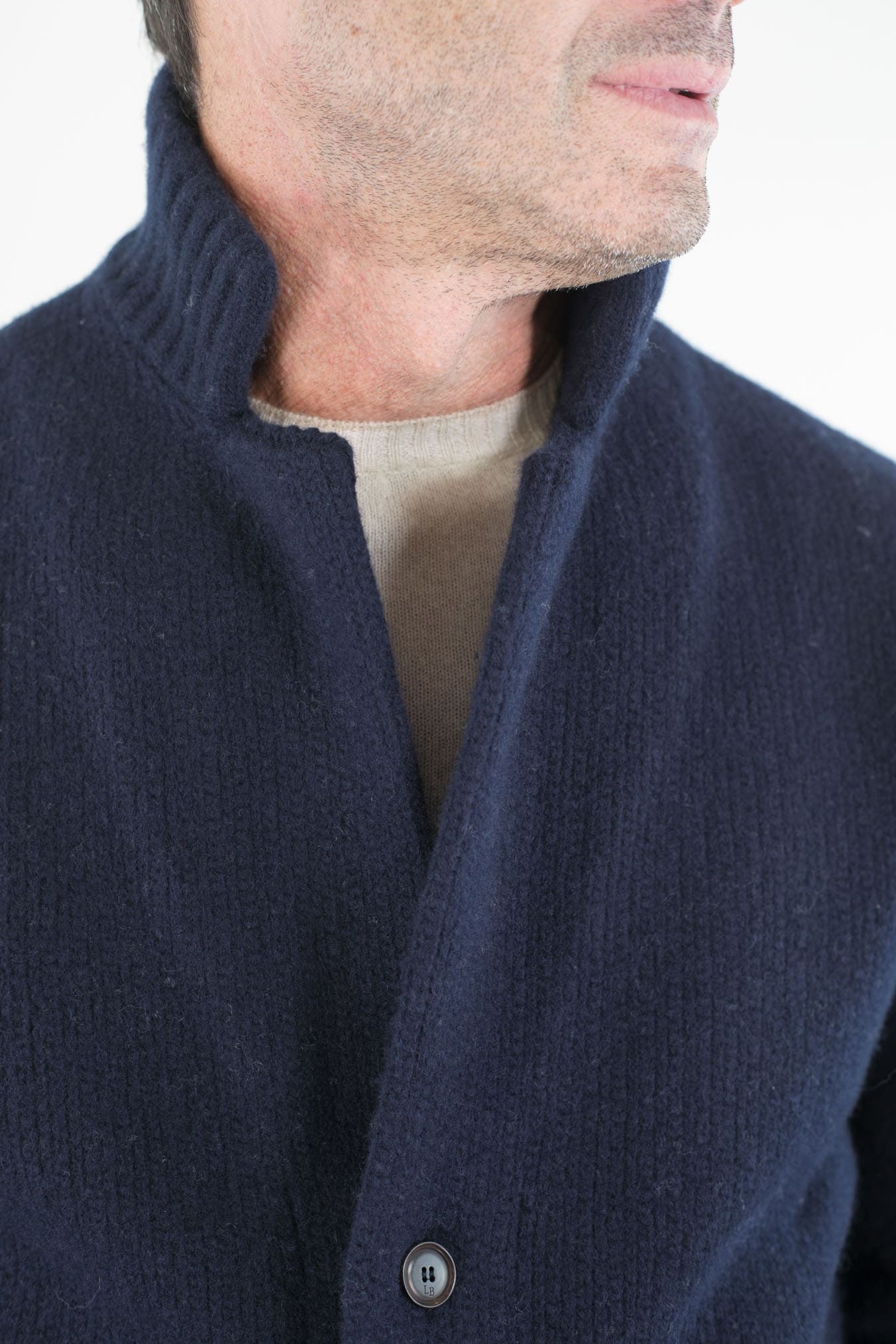 LUCIANO BARBERA Cardigan Lana Cashmere Blu Navy