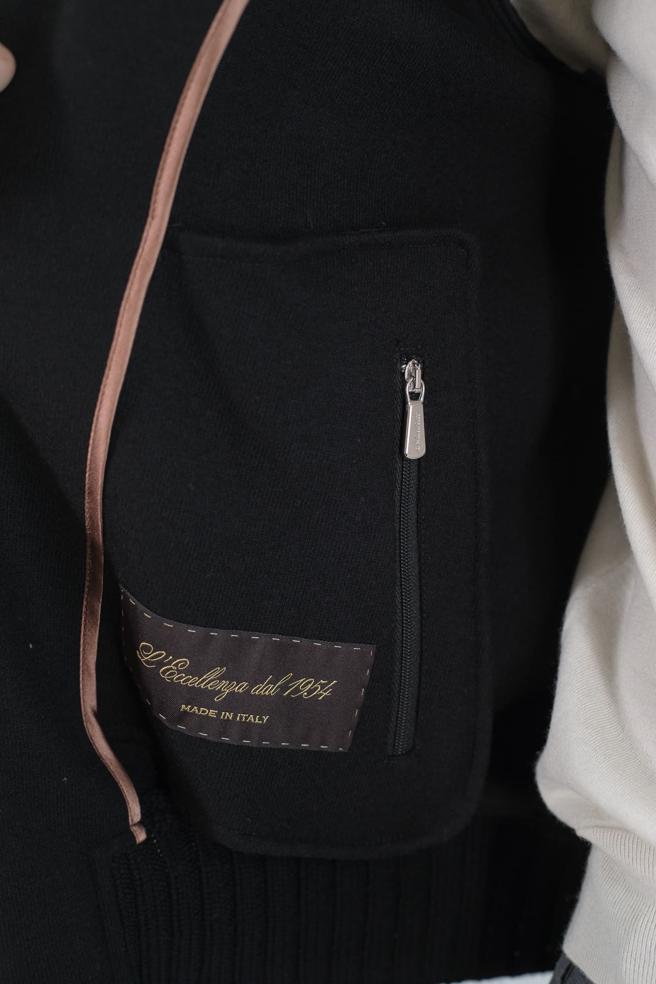 MANDELLI Giubbino Jersey Cashmere Loro Piana Nero