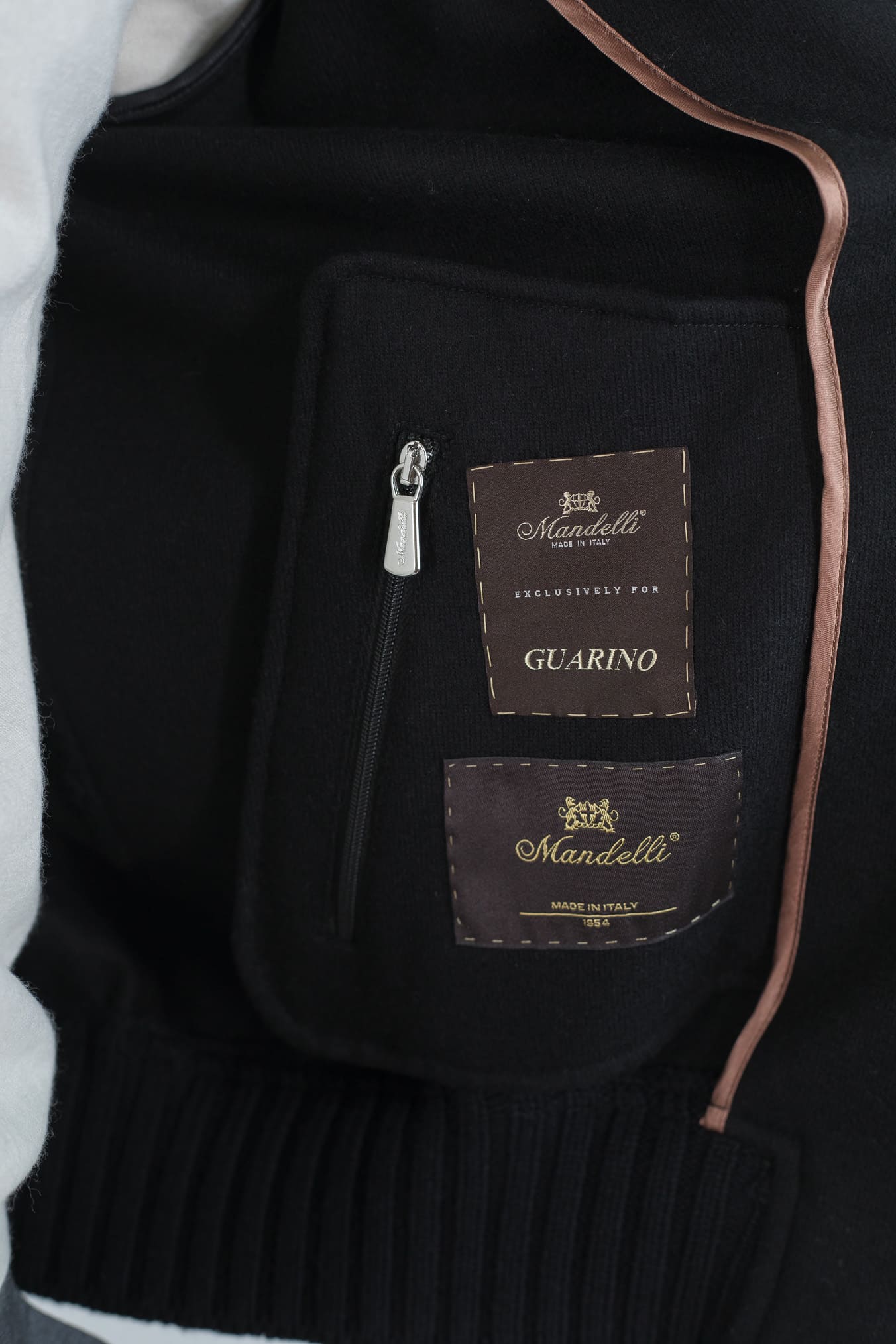 MANDELLI Giubbino Jersey Cashmere Loro Piana Nero