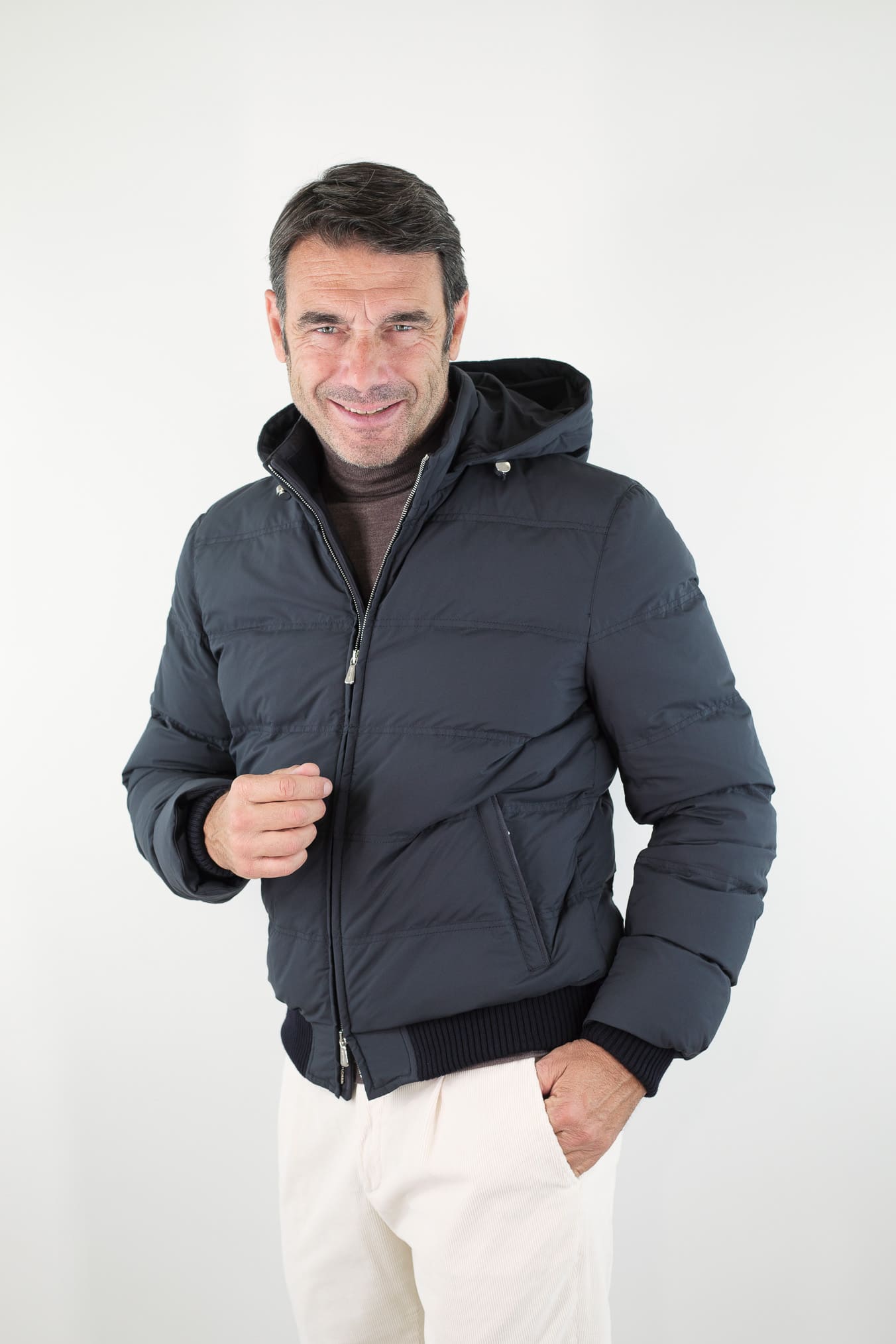 Piumino Corto Superlight Cappuccio Blu