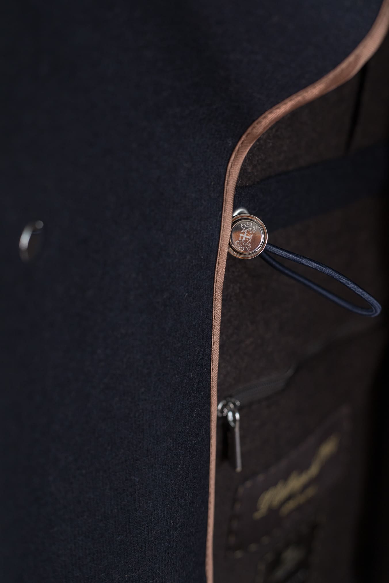 MANDELLI Giaccone Cashmere Blu Collo Visone Removibile