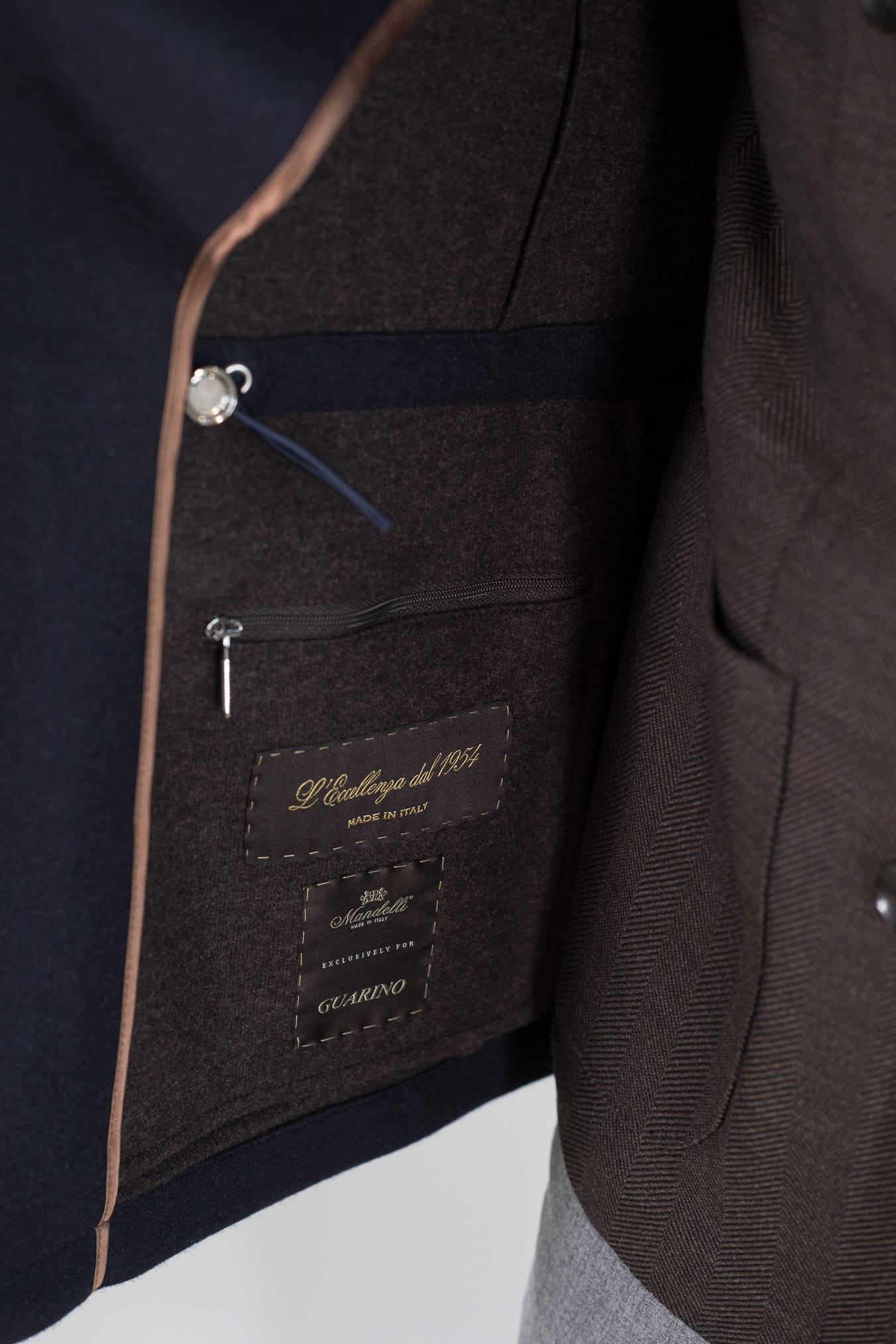 MANDELLI Giaccone Cashmere Blu Collo Visone Removibile