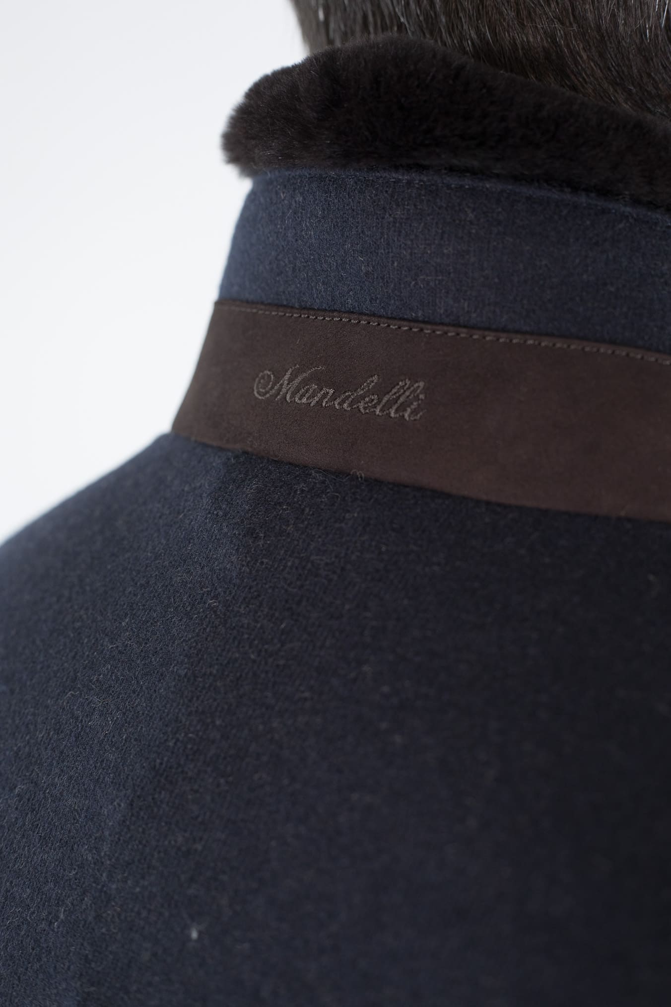 MANDELLI Giaccone Cashmere Blu Collo Visone Removibile
