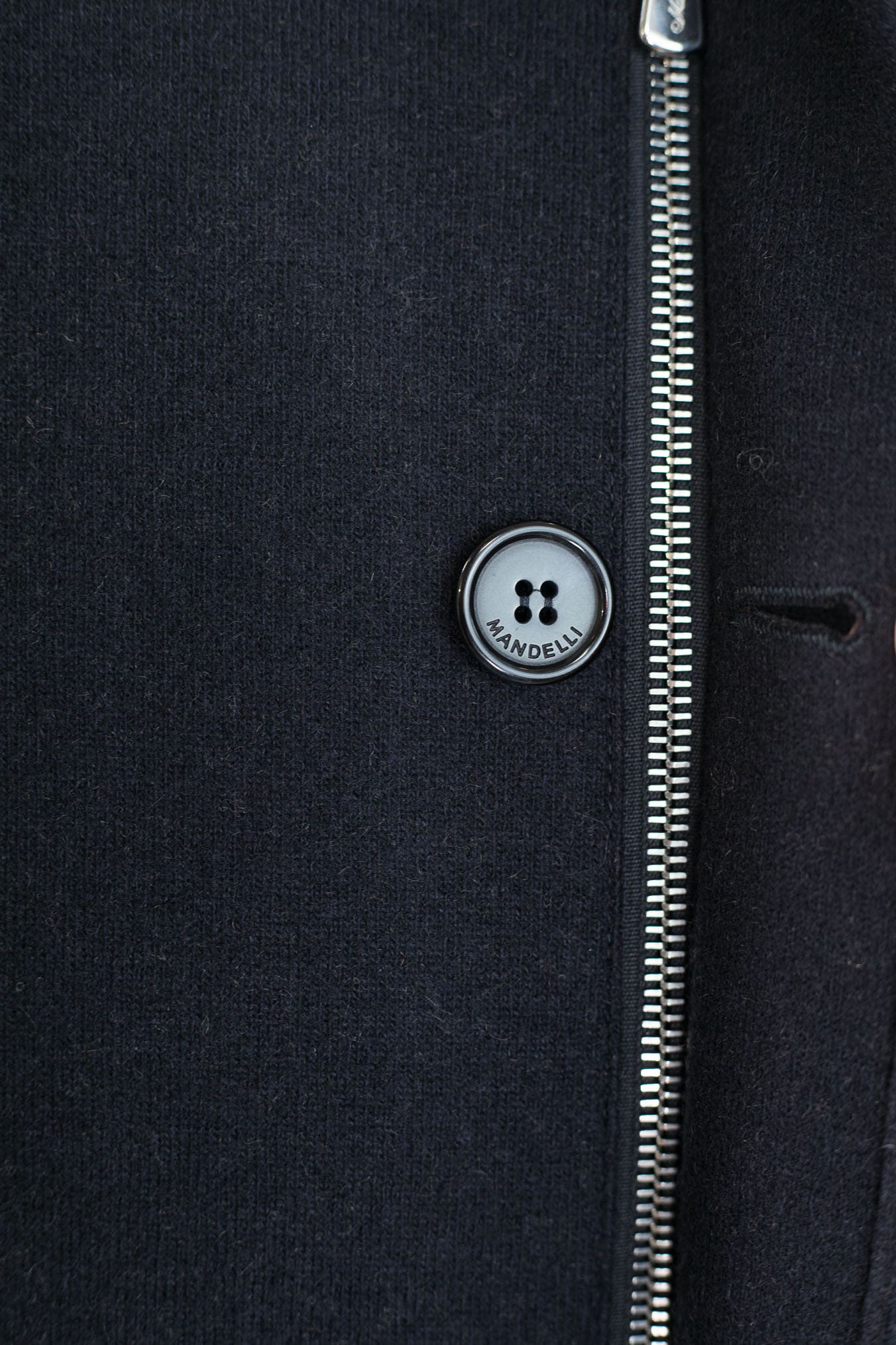 MANDELLI Cappotto Jersey Cashmere Visone Cappuccio Blu