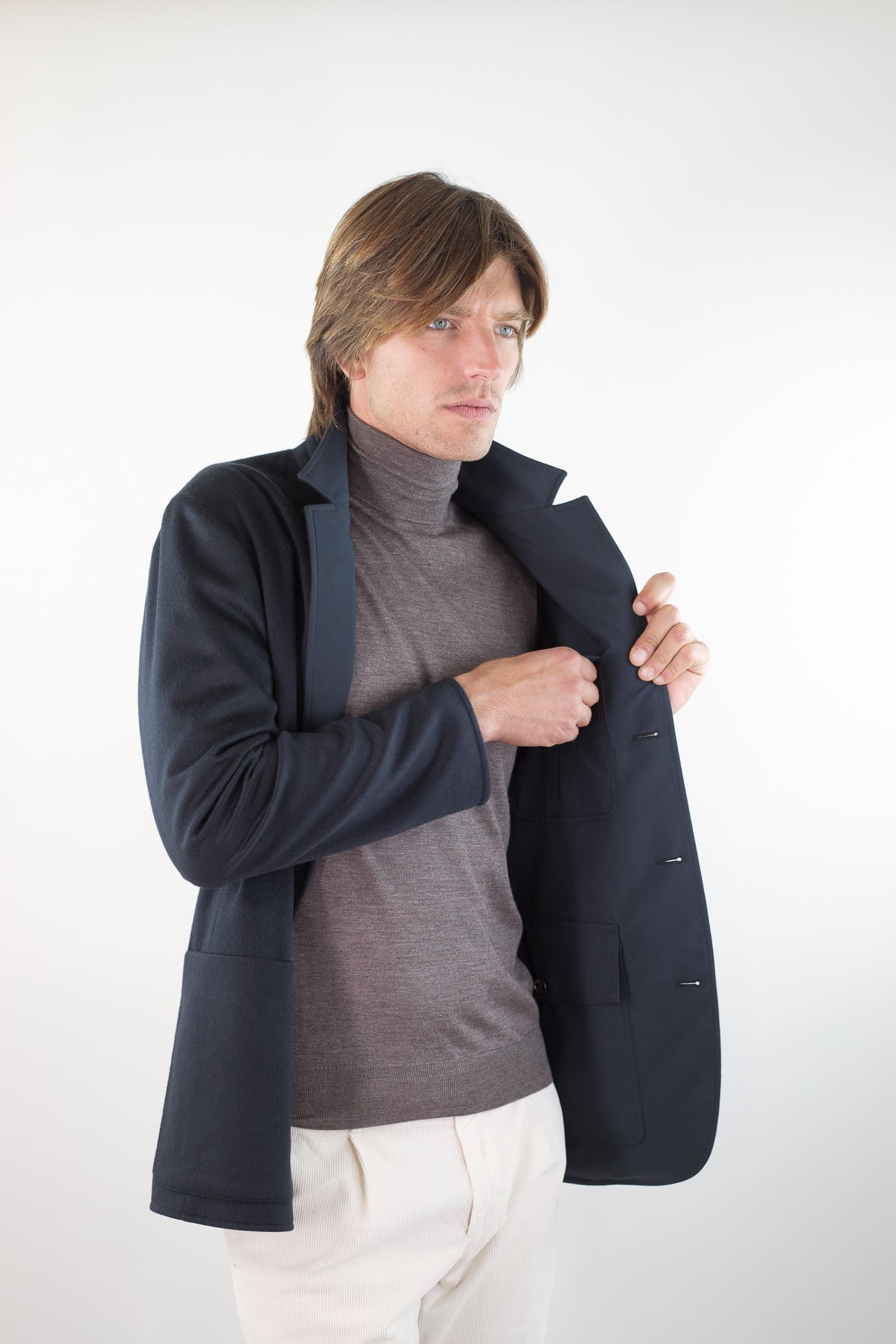 MANTO Blazer Cashmere Reversibile Field Jacket Blu