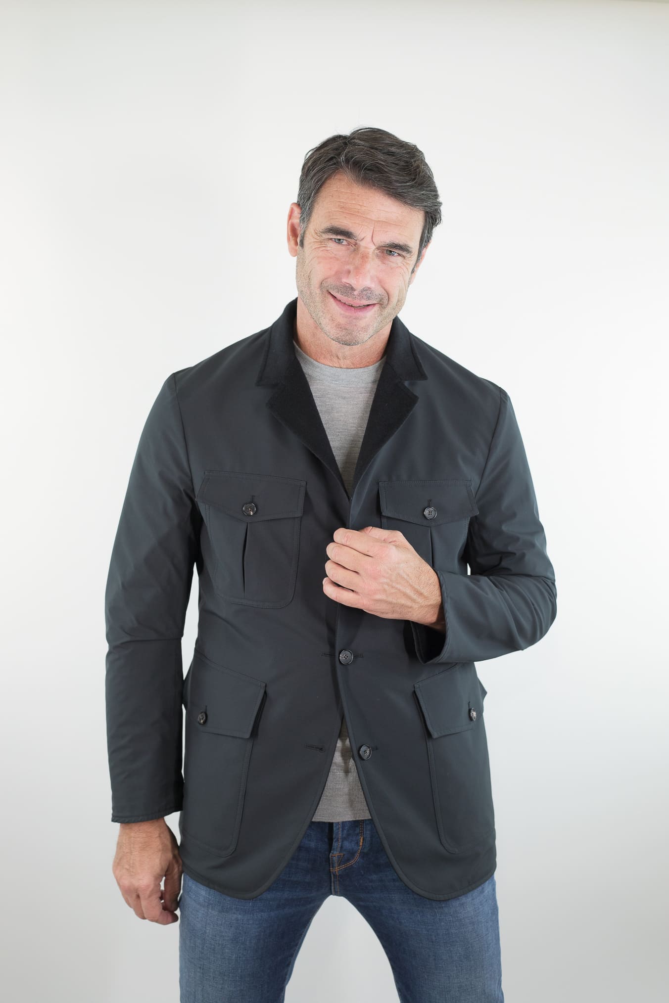 MANTO Blazer Cashmere Reversibile Field Jacket Nero