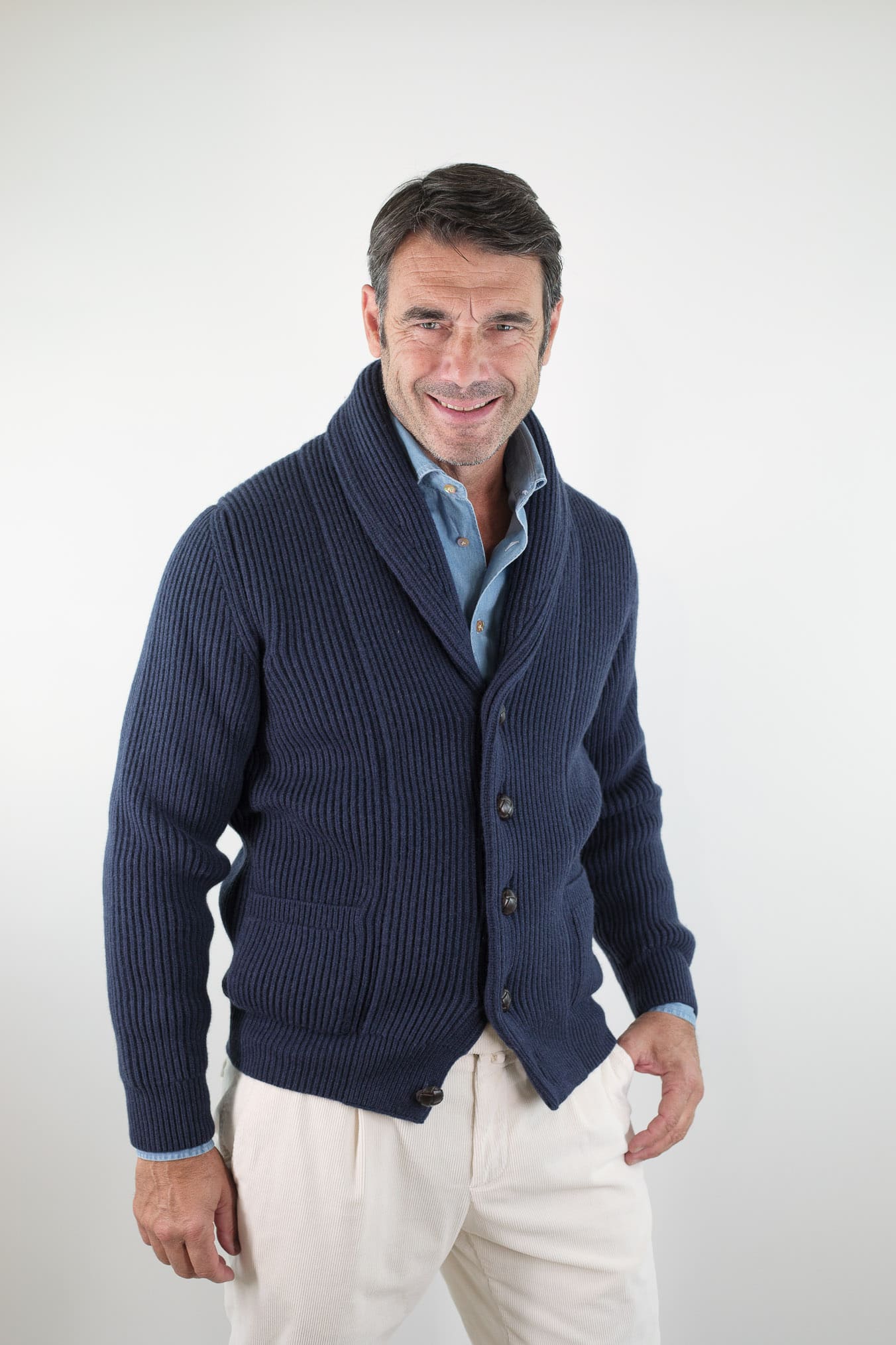 MC GEORGE OF SCOTLAND Cardigan Lana e Cashmere Blu