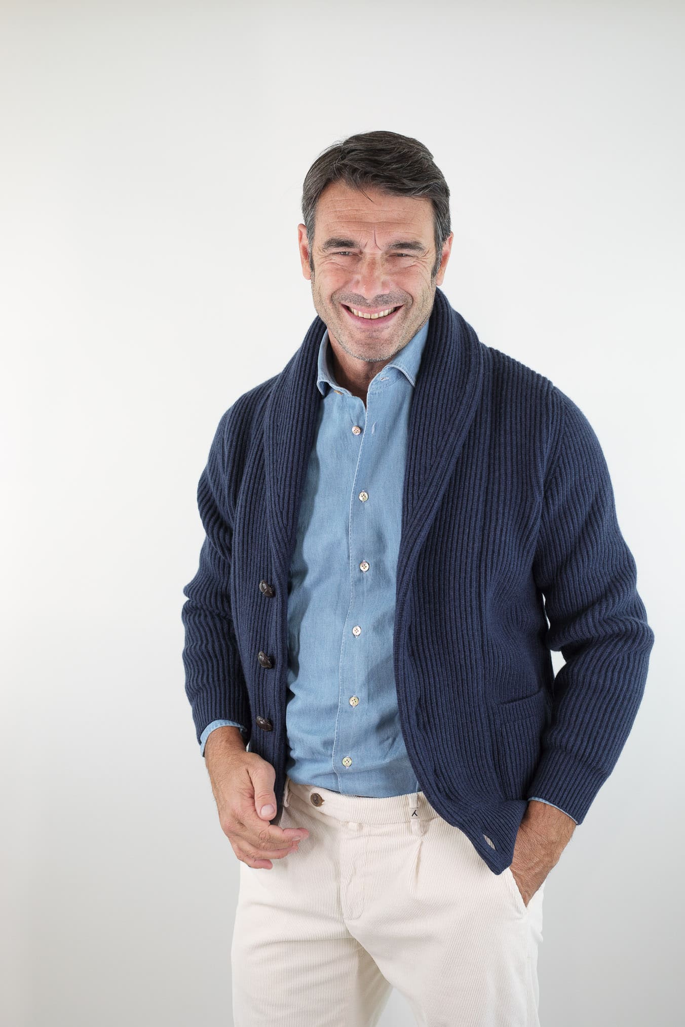 MC GEORGE OF SCOTLAND Cardigan Lana e Cashmere Blu