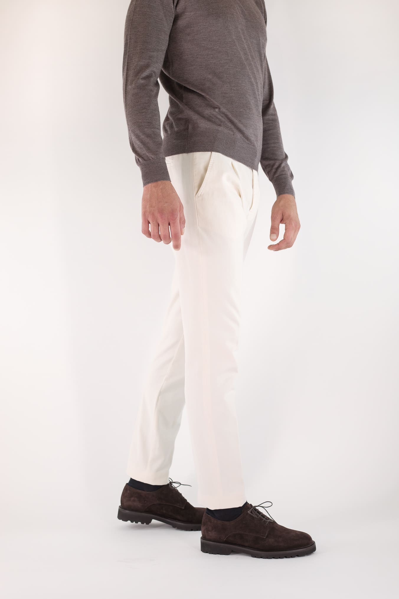 MYTHS Pantaloni Supersoft Cotone Cashmere Bianco Panna