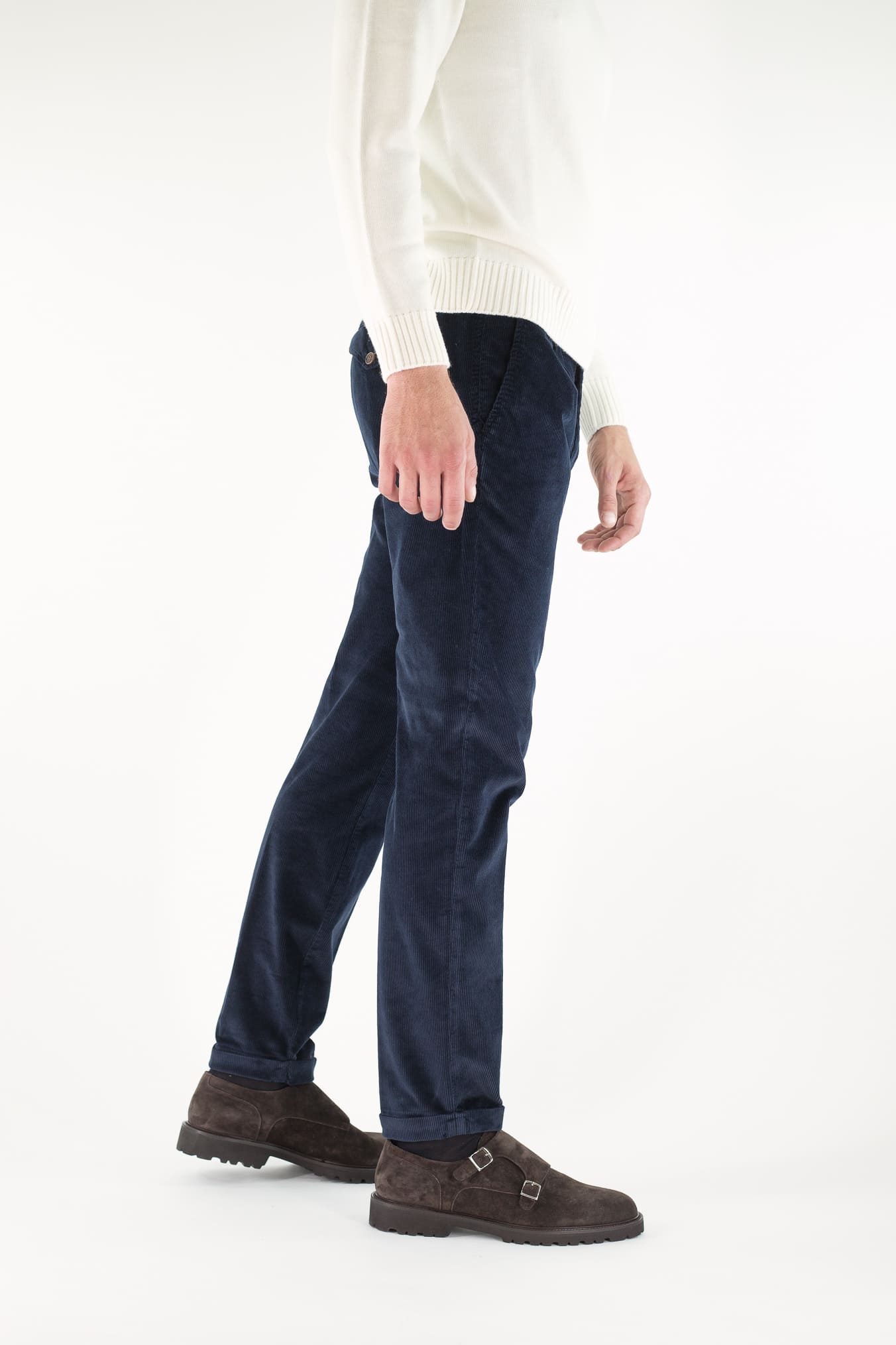 MYTHS Pantaloni Velluto Lavato Blu