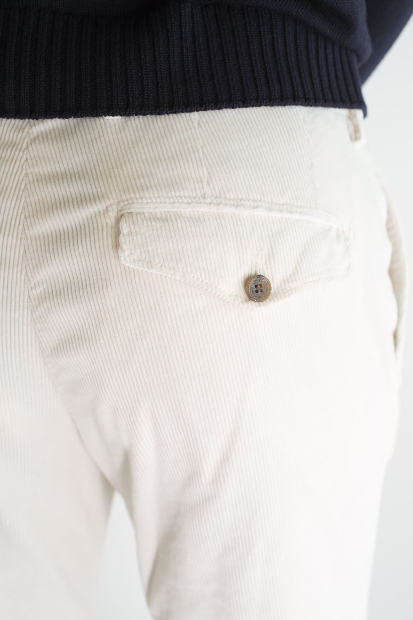 MYTHS Pantaloni Velluto Bianco Panna