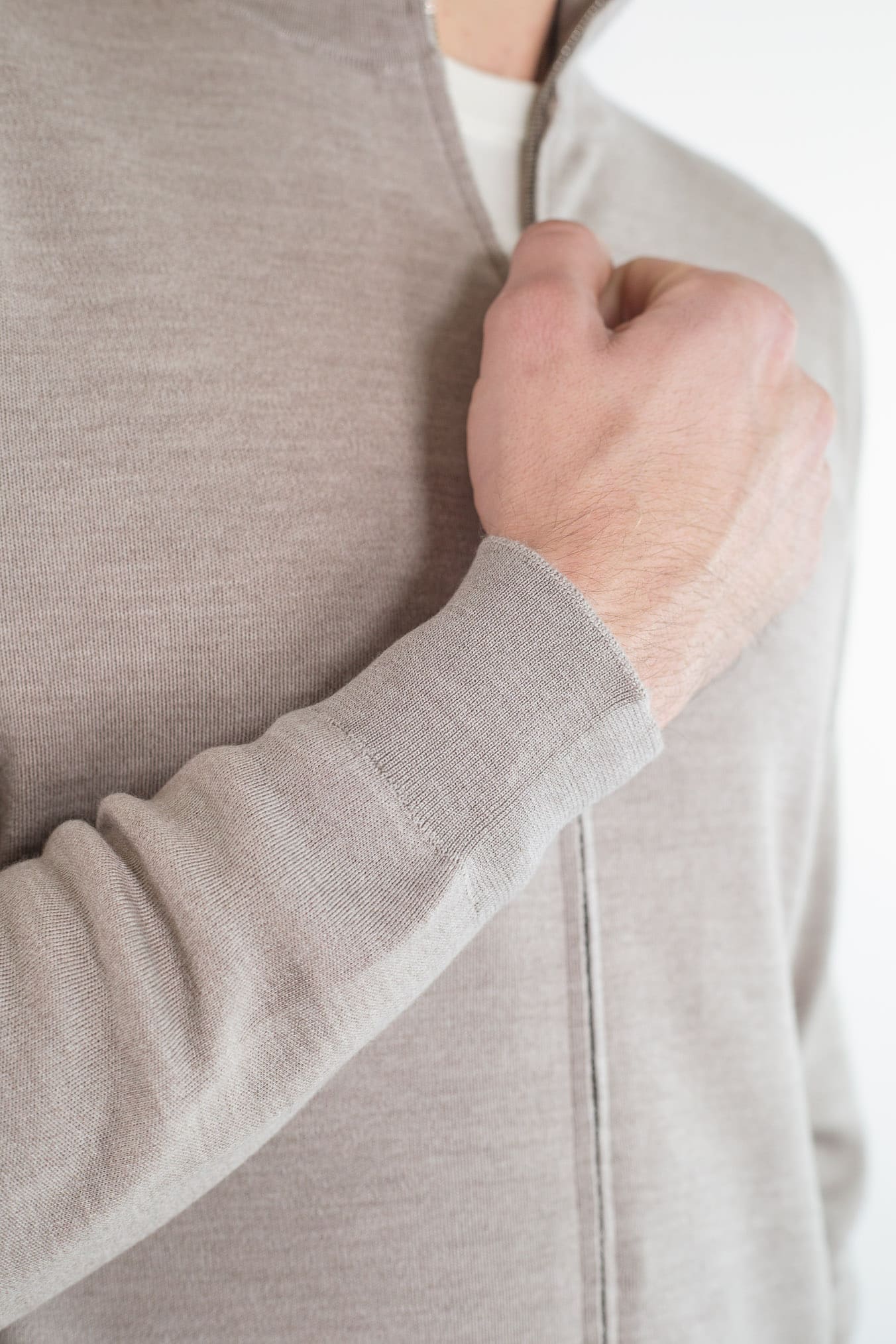 OTTAVIANI Maglia Full Zip Merinos Extrafine Beige