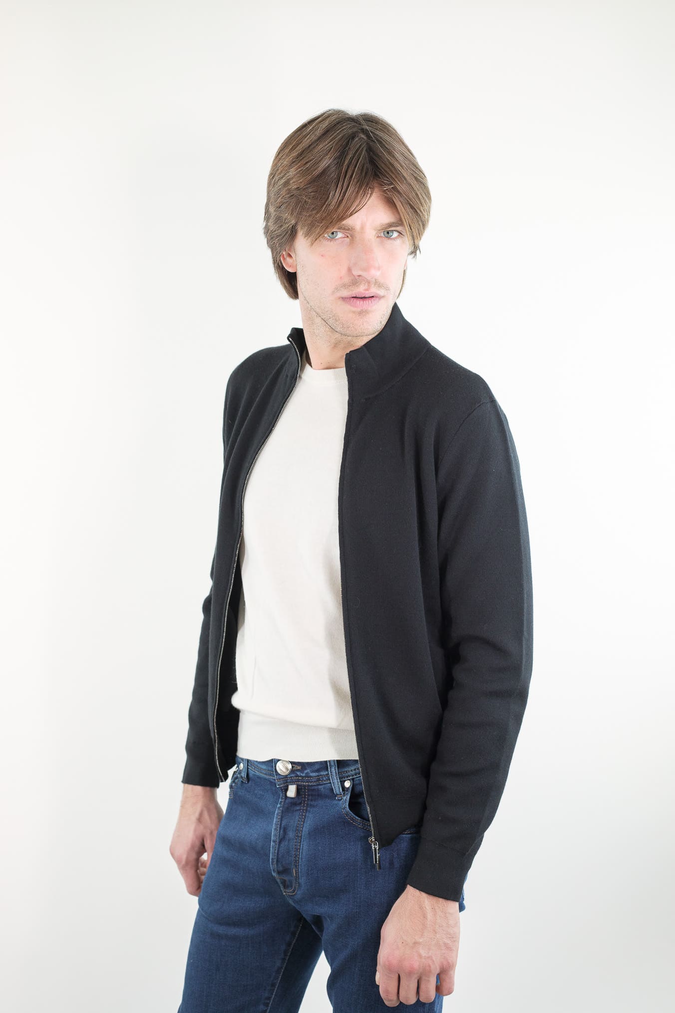 OTTAVIANI Maglia Full Zip Merinos Extrafine Nera