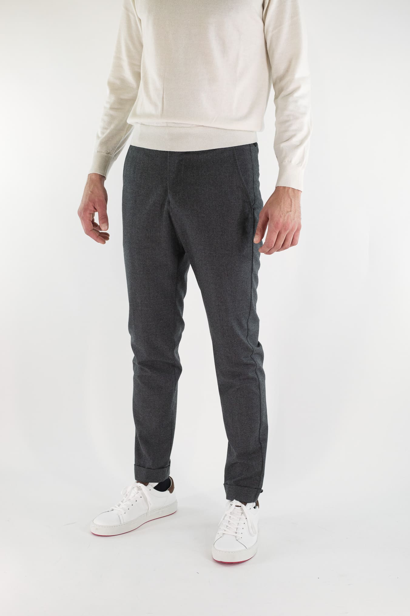 PESCAROLO Pantaloni Cashmere Coulisse Removibile Antracite
