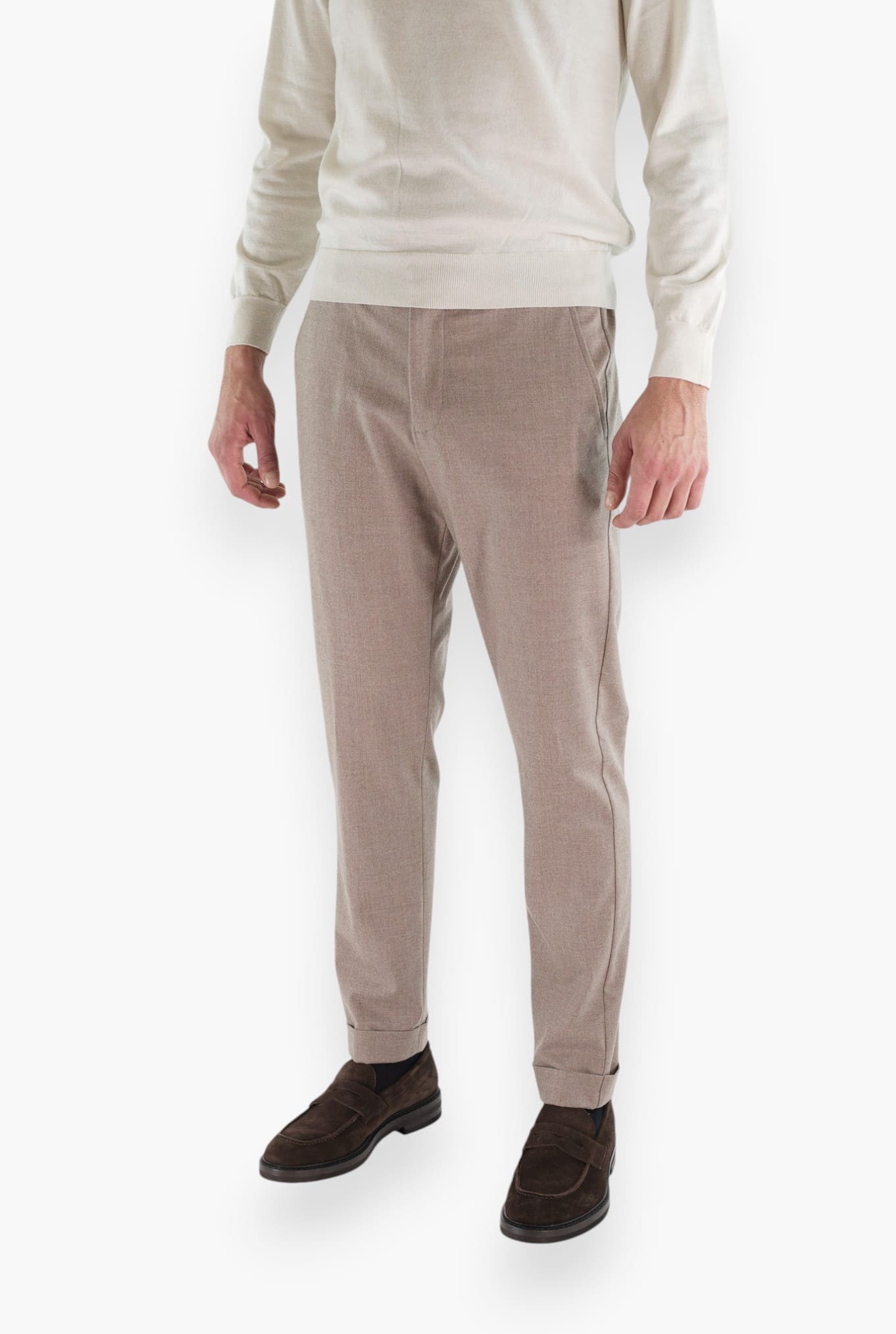PESCAROLO Pantaloni Cashmere Coulisse Removibile Beige Chiaro