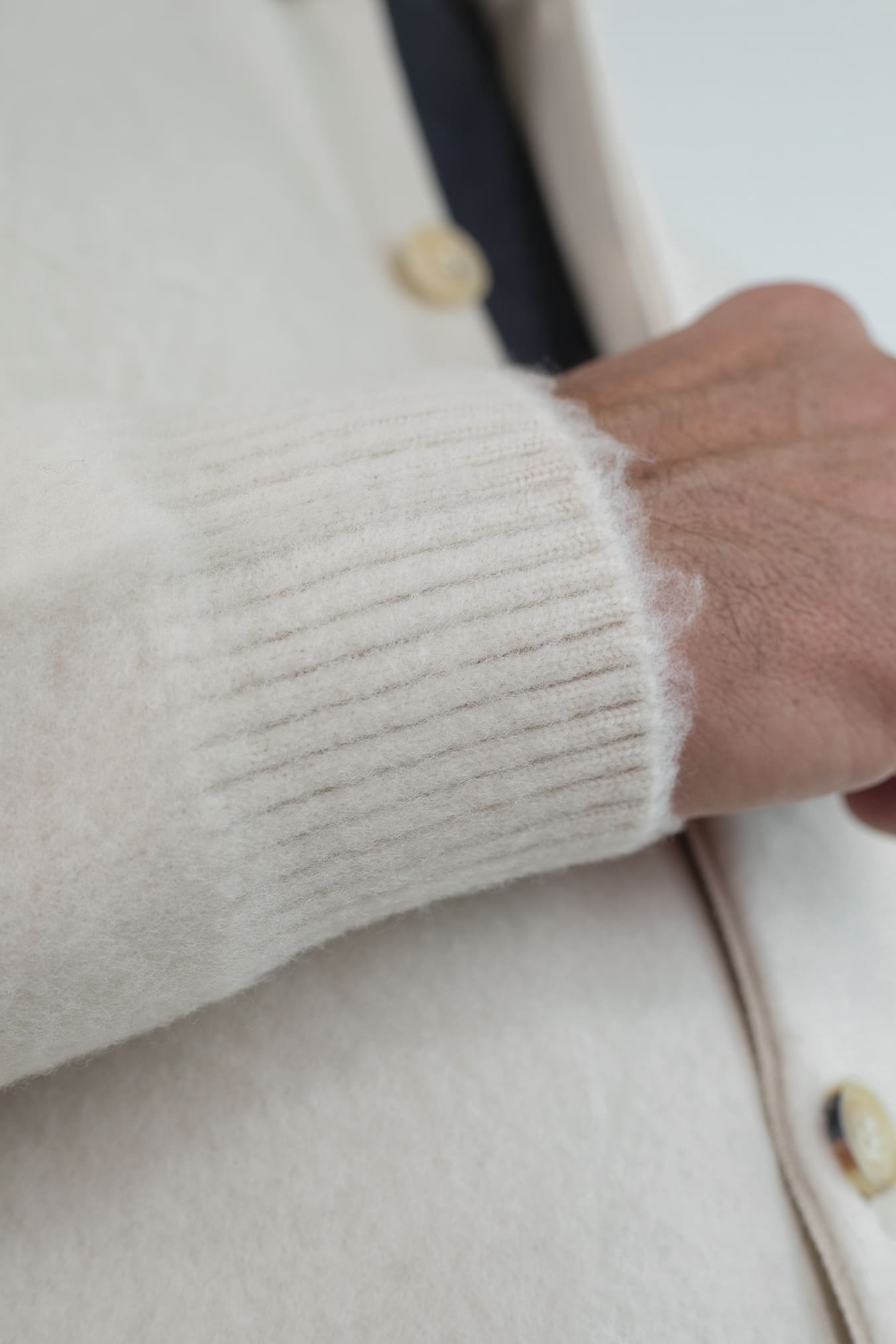 PIACENZA CASHMERE Cardigan Lana Grattata Bianco Panna