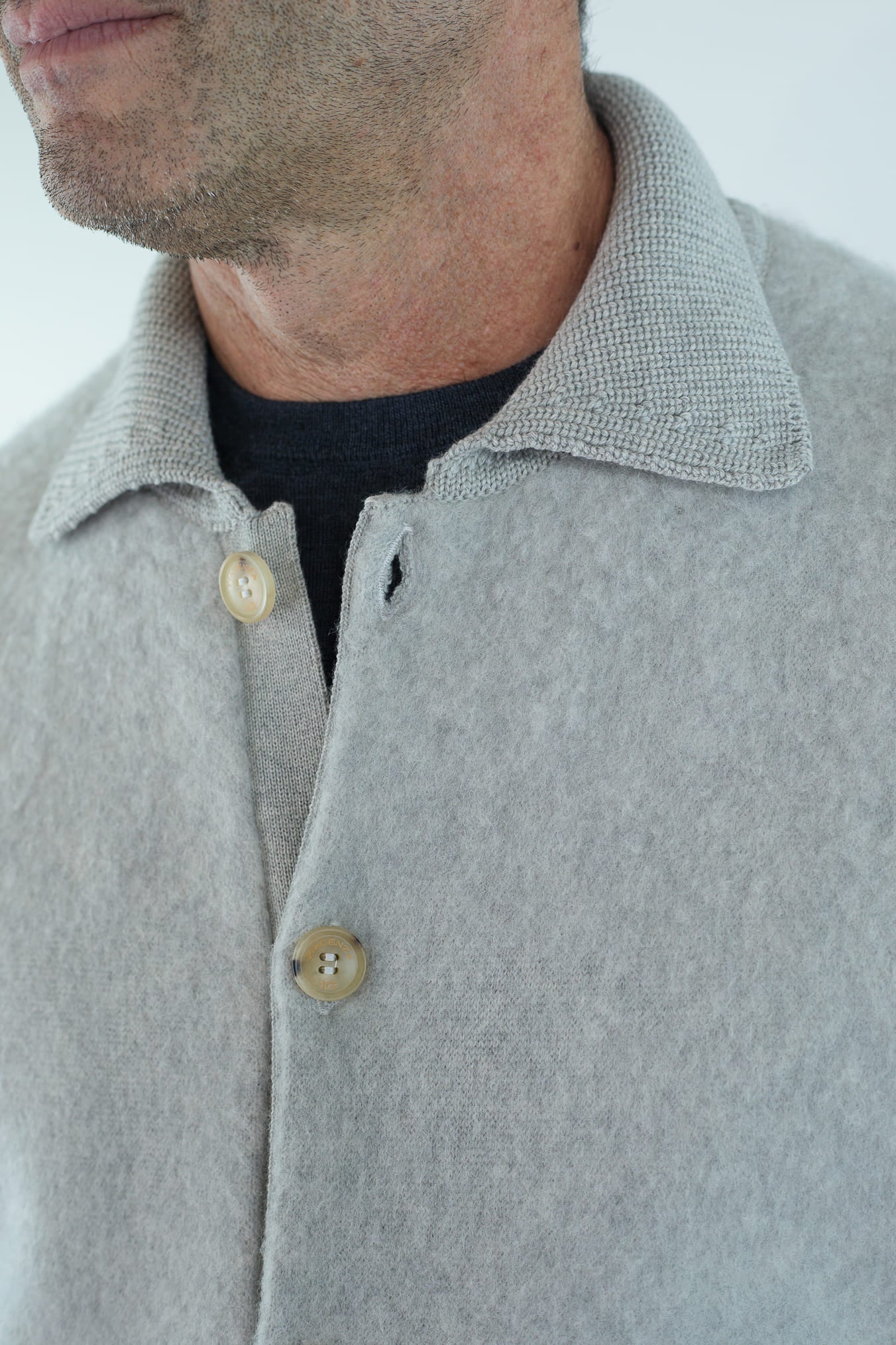 PIACENZA CASHMERE Cardigan Lana Grattata Gesso