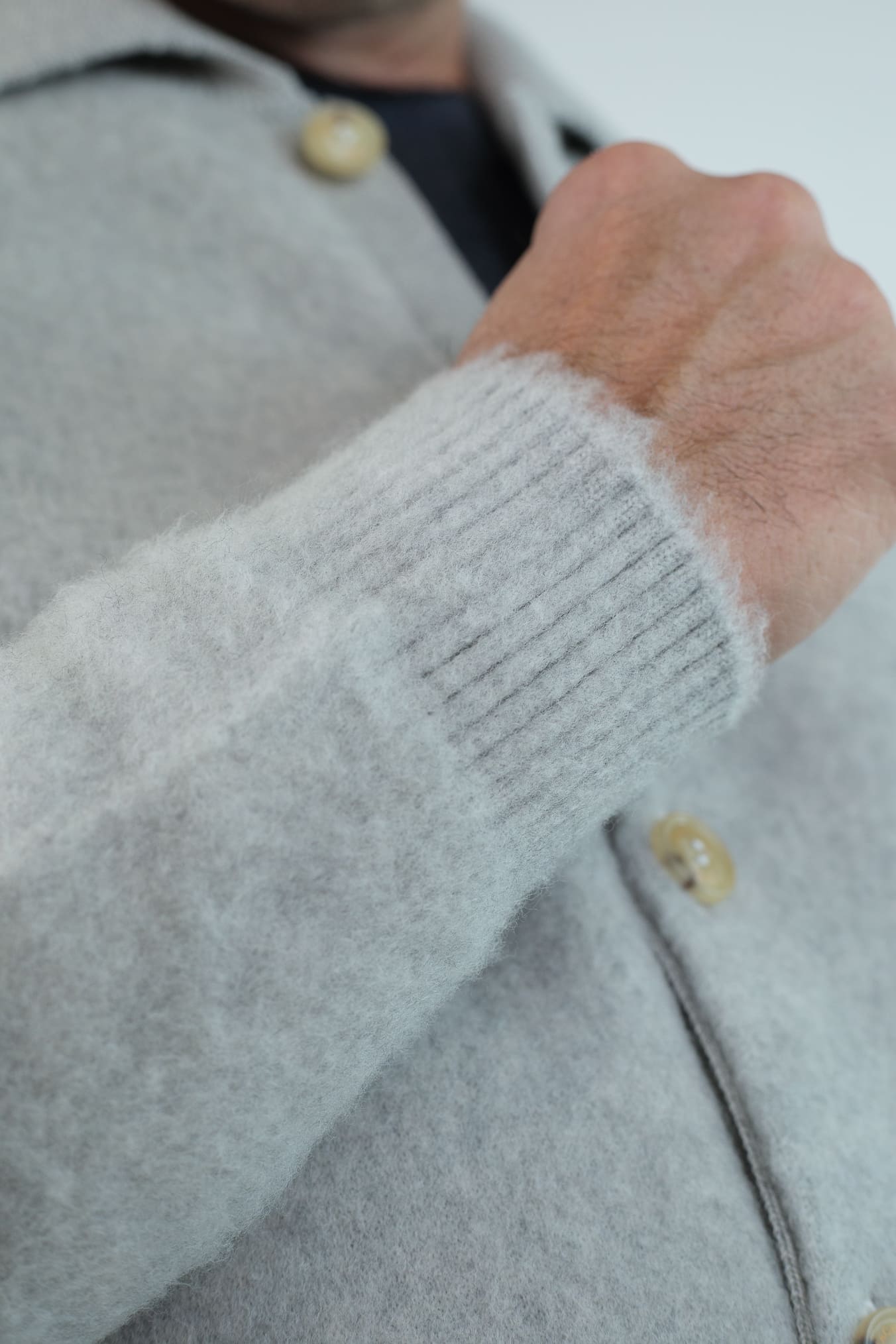 PIACENZA CASHMERE Cardigan Lana Grattata Gesso