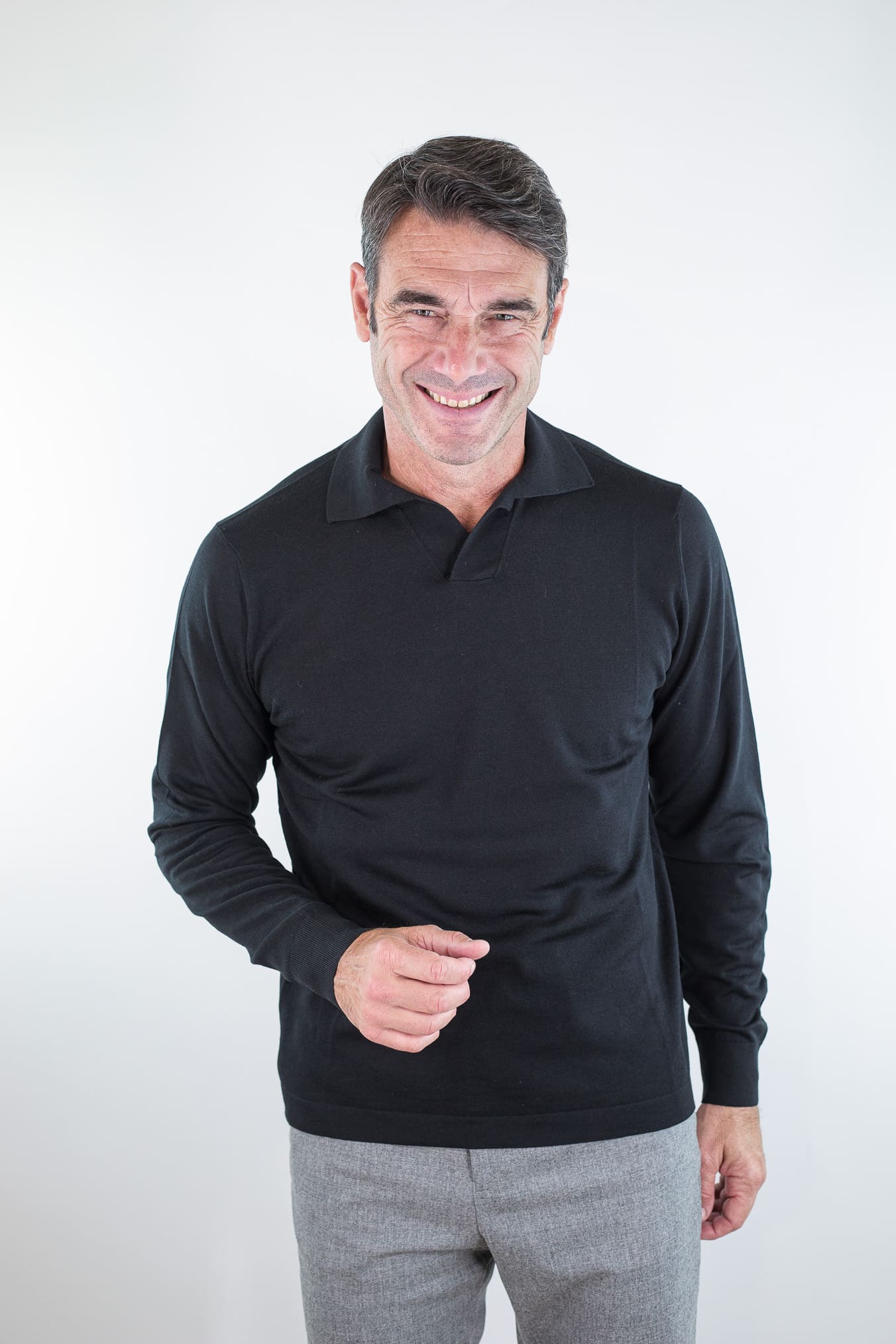 PIACENZA CASHMERE Polo Skipper Lana Superlight Nero