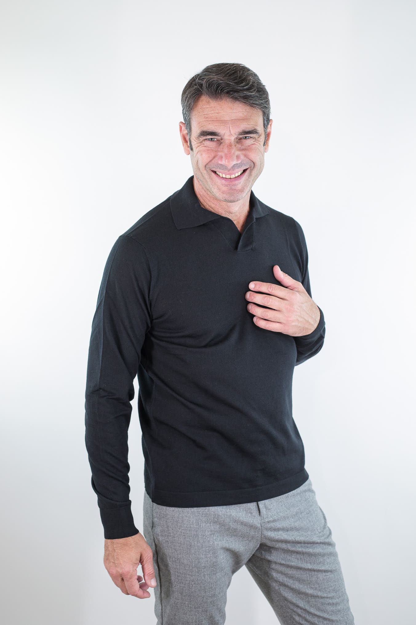 PIACENZA CASHMERE Polo Skipper Lana Superlight Nero