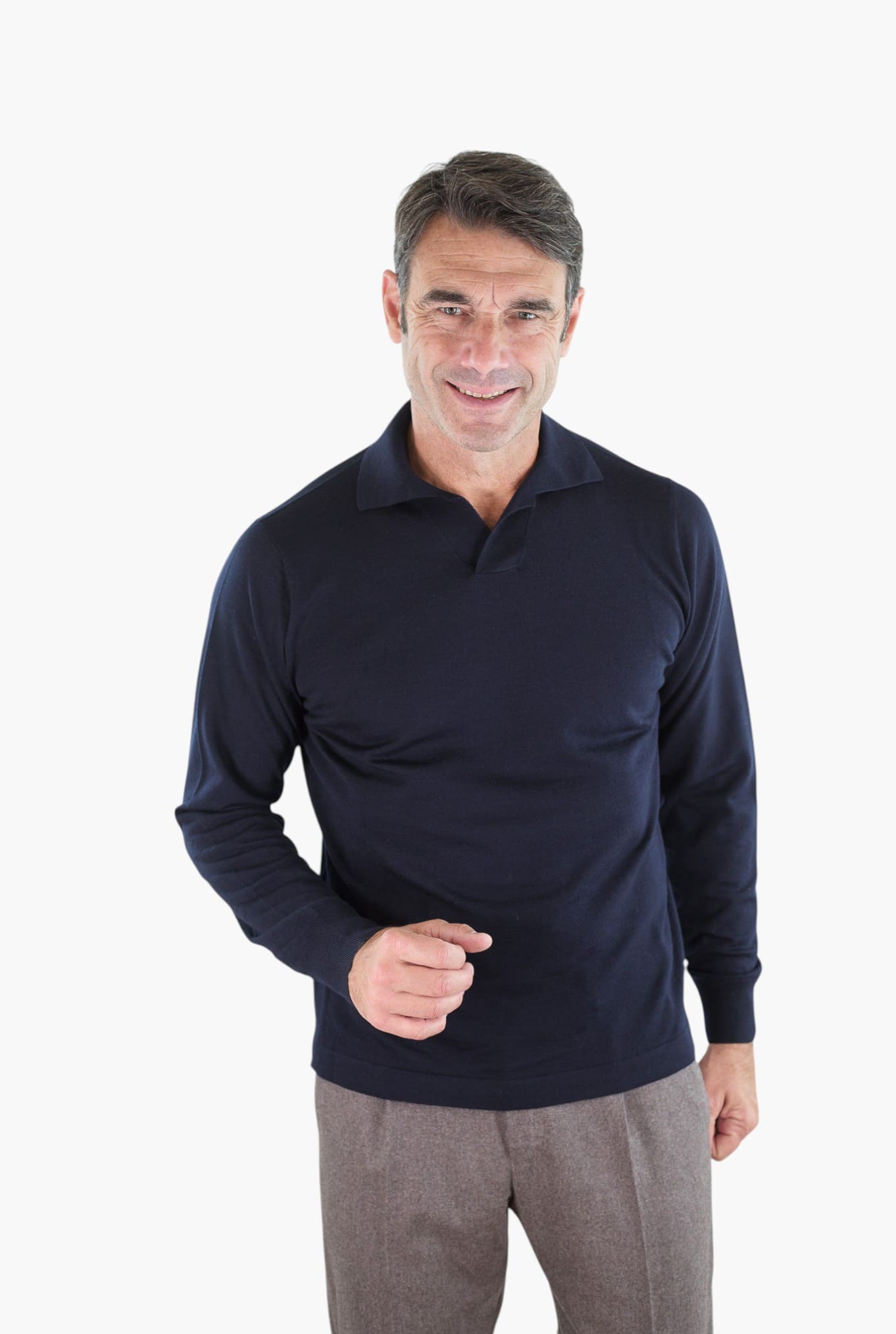 PIACENZA CASHMERE Polo Skipper Lana Superlight Blu Navy