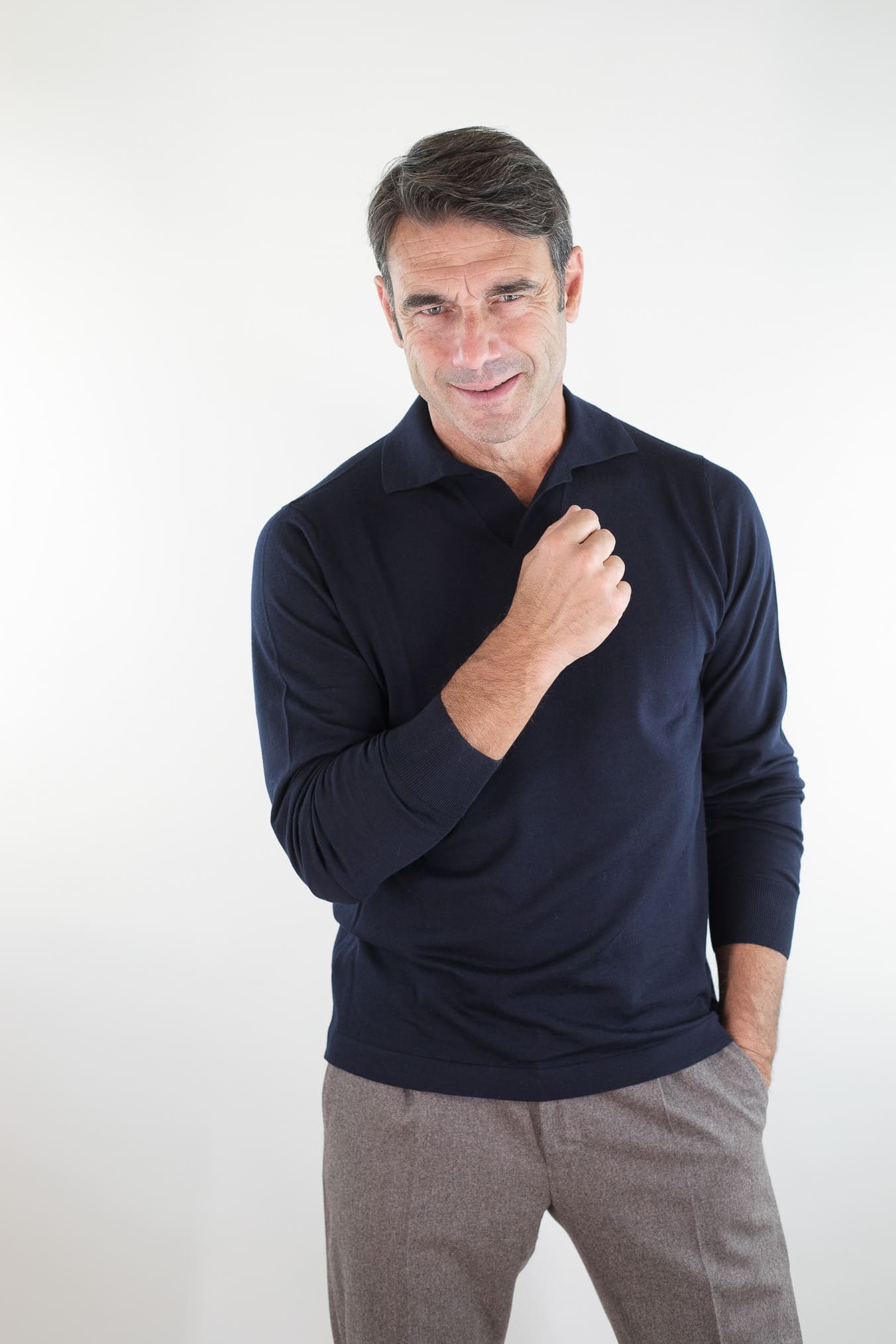 PIACENZA CASHMERE Polo Skipper Lana Superlight Blu Navy