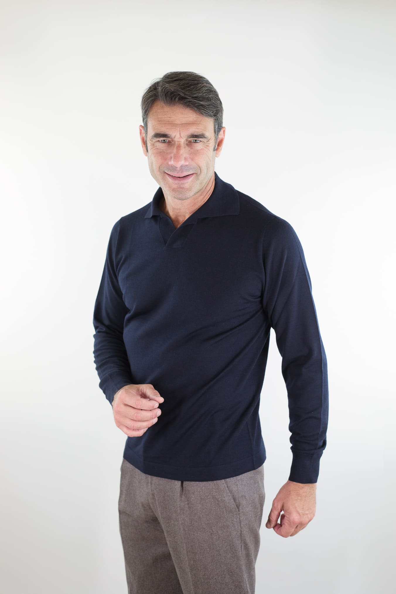 PIACENZA CASHMERE Polo Skipper Lana Superlight Blu Navy