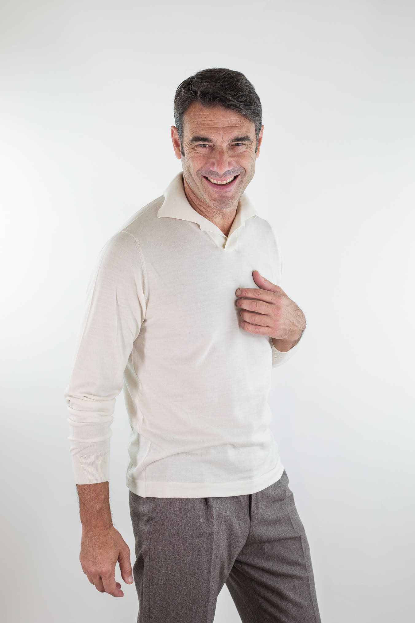 PIACENZA CASHMERE Polo Skipper Lana Superlight Avorio
