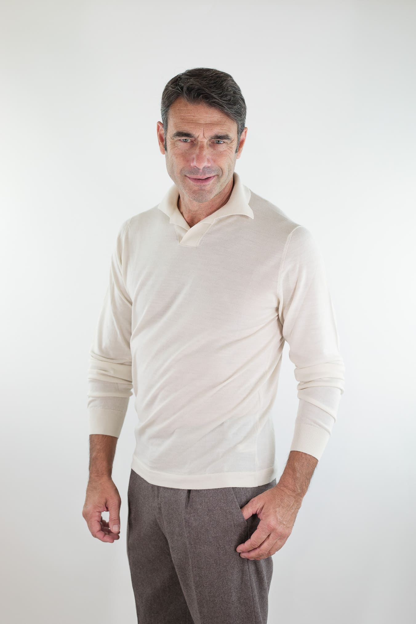 PIACENZA CASHMERE Polo Skipper Lana Superlight Avorio