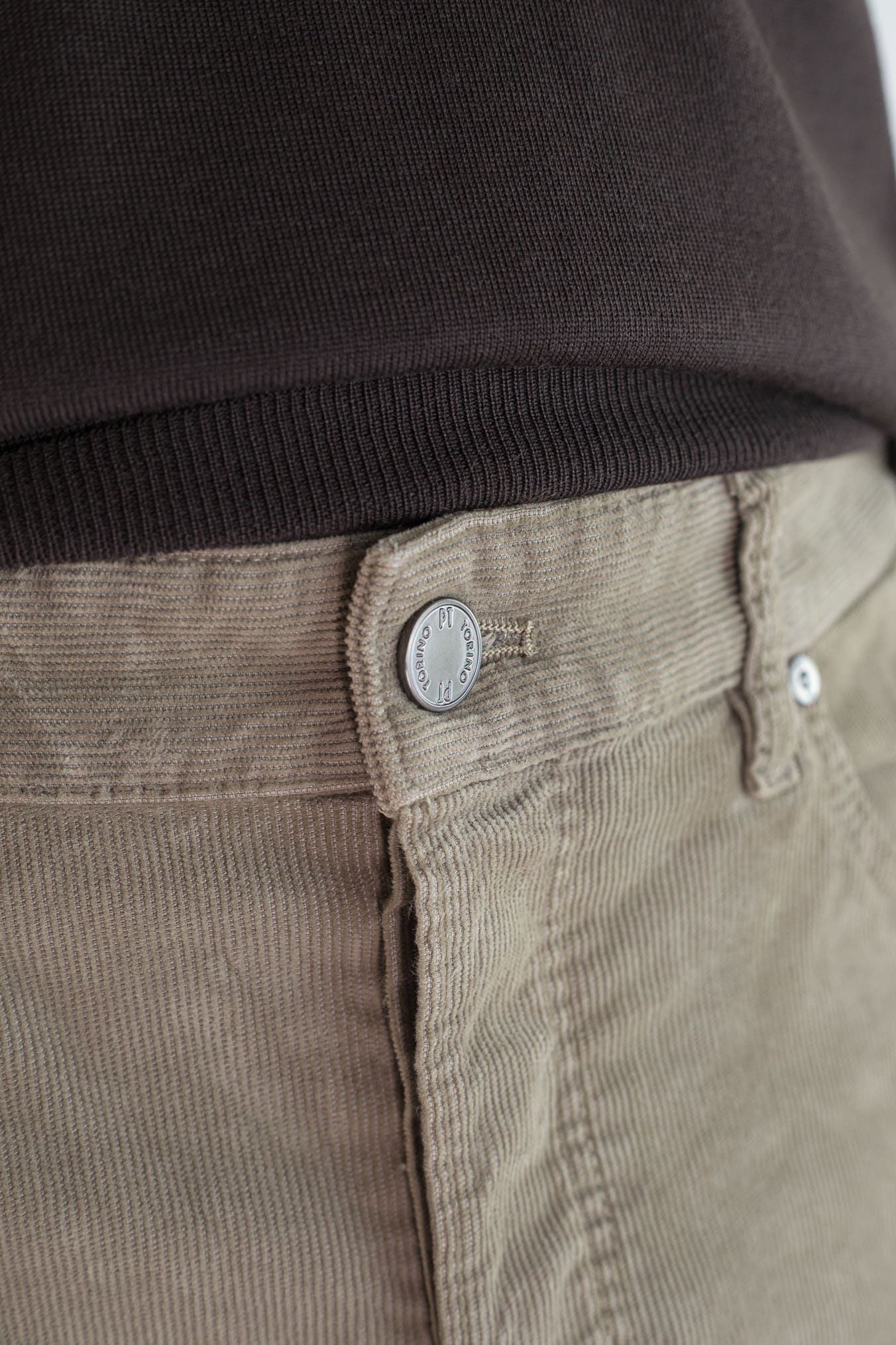 PT Pantaloni Velluto "Reggae" 5 Tasche Fango