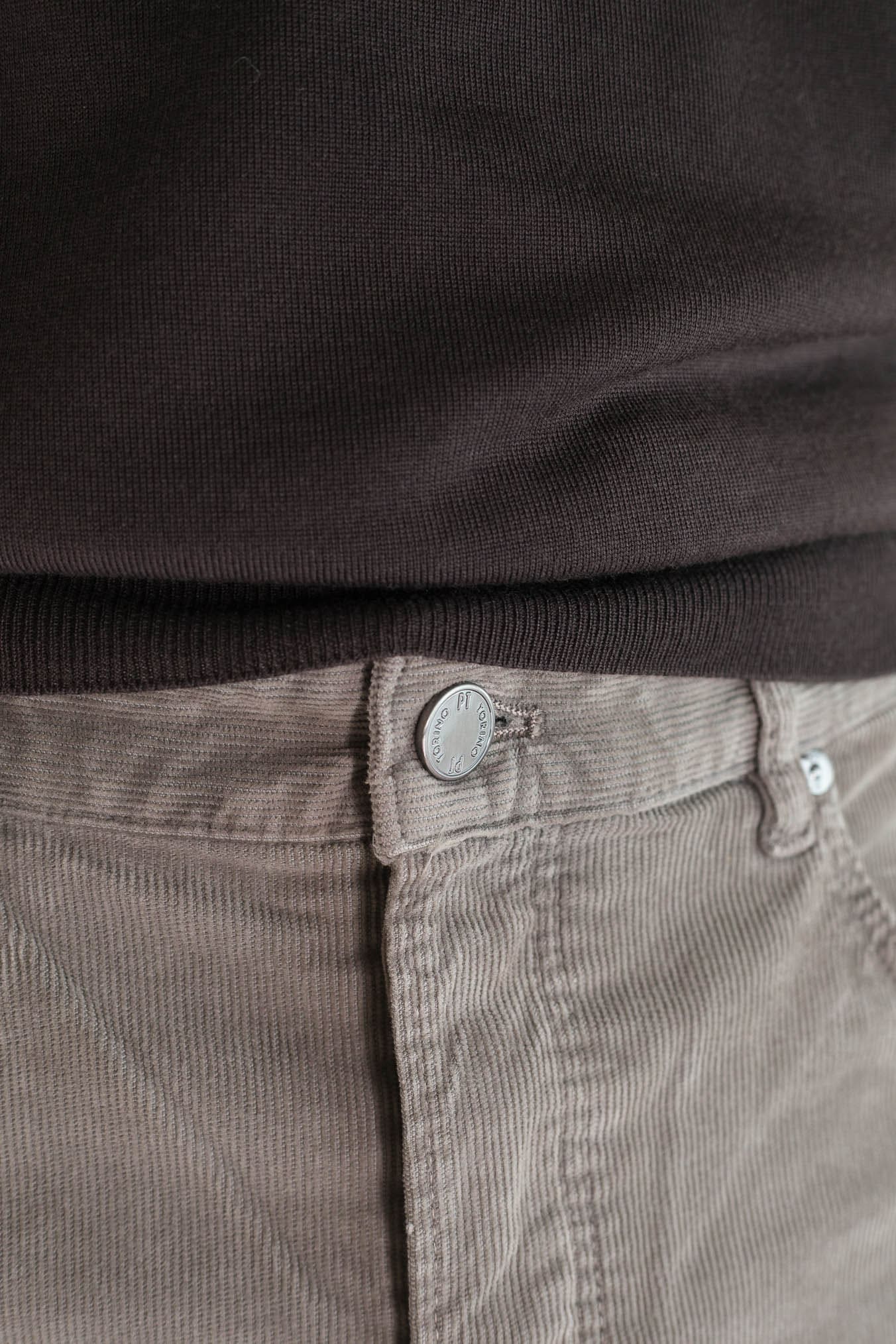 PT Pantaloni Velluto "Reggae" 5 Tasche Tortora