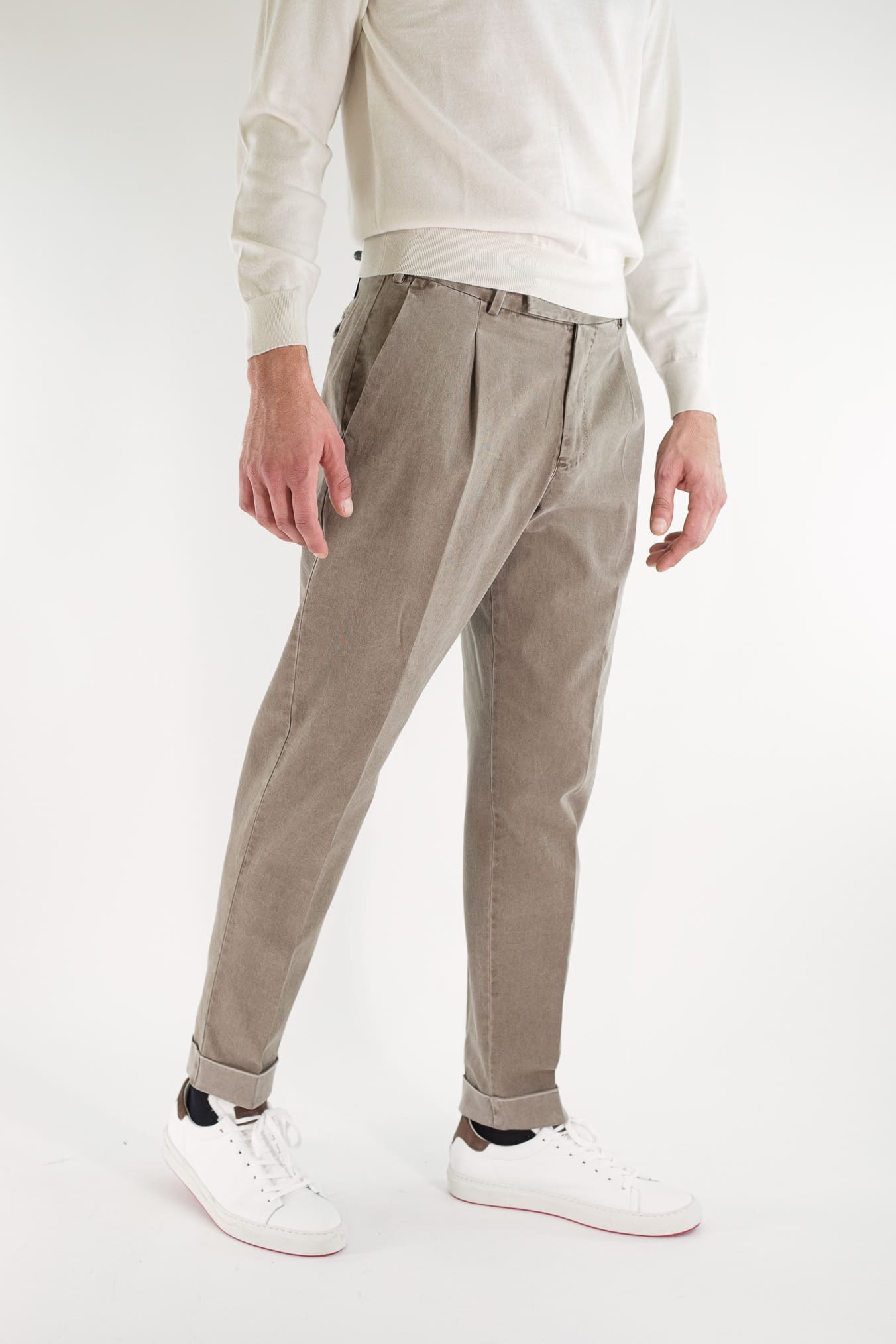 PT Pantaloni "Edge Rebel" Gabardina Cotone Fango