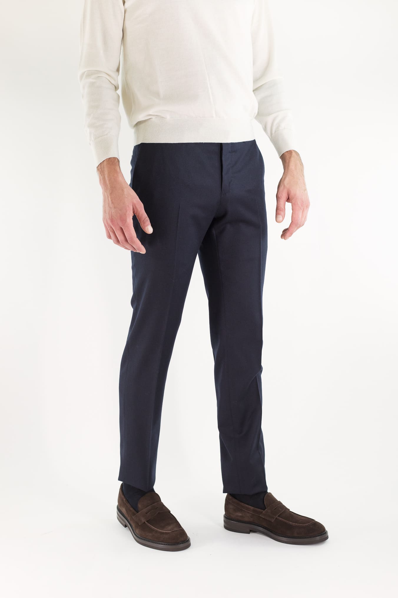 PT Pantaloni Flanella Lana Blu Scuro