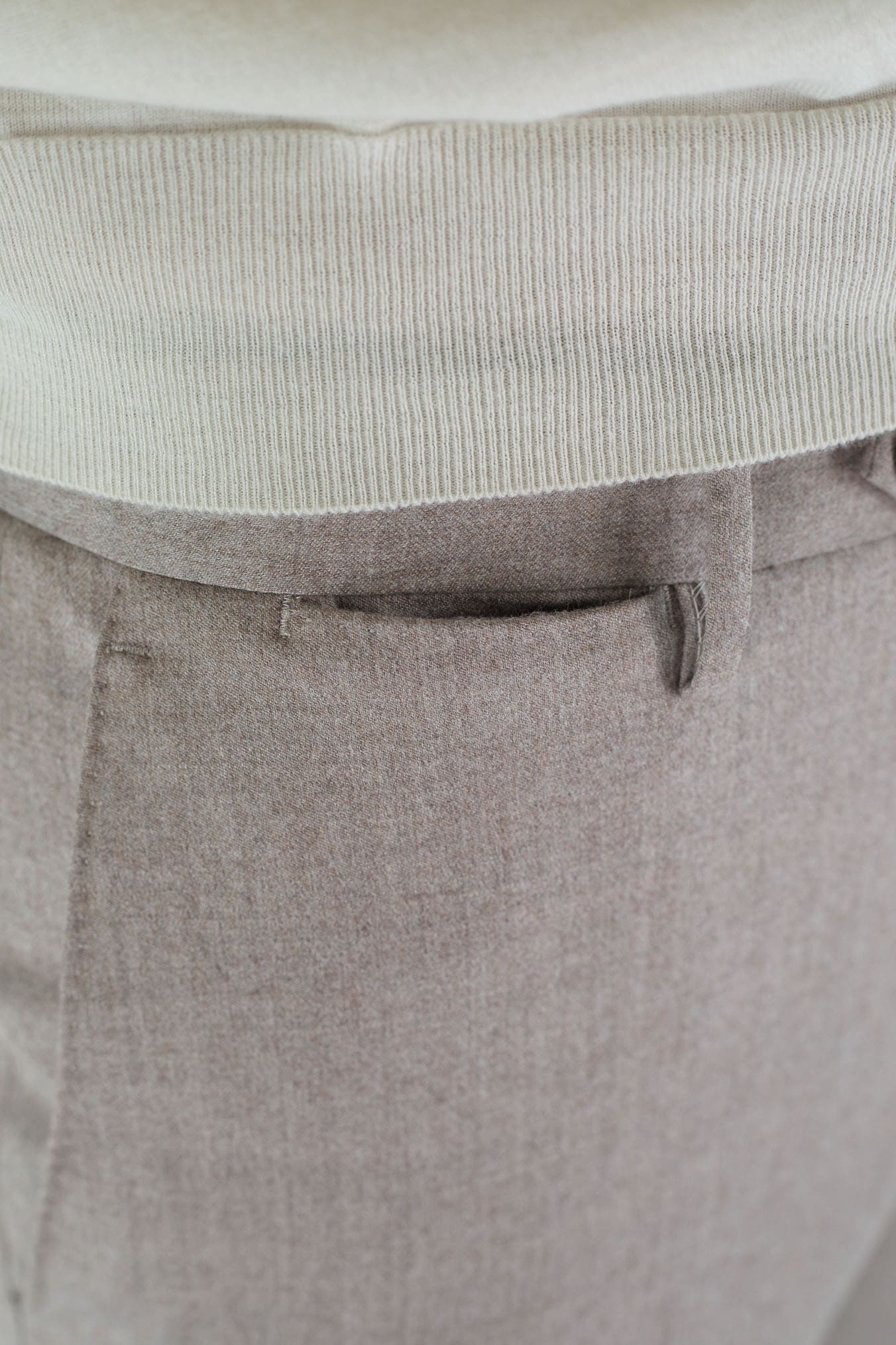 PT Pantaloni Lana Seta Beige Chiaro